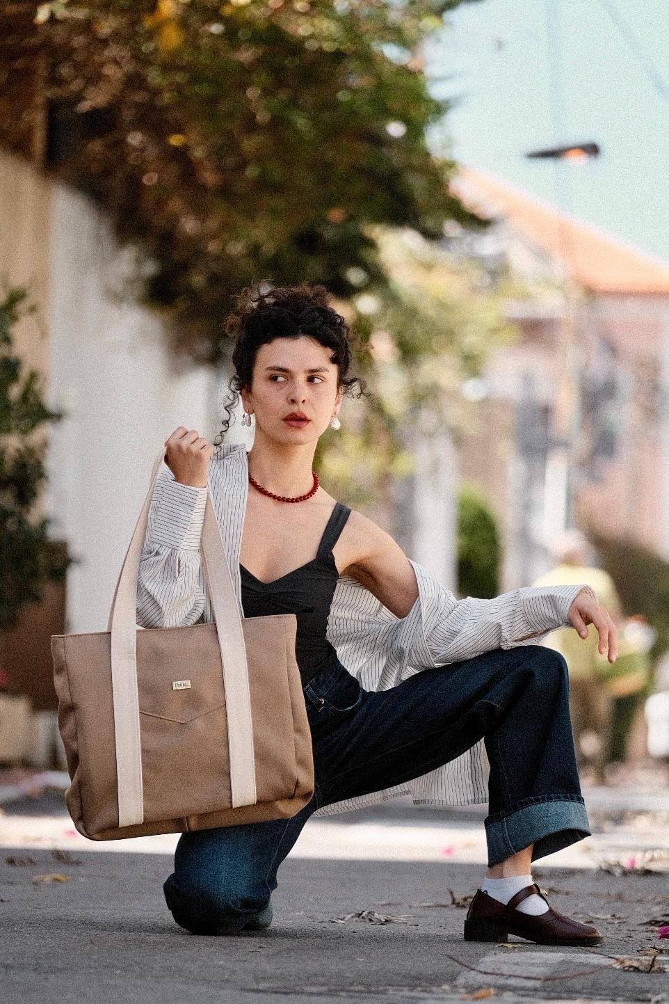 Light Brown Canvas NOKO Large Side Bag