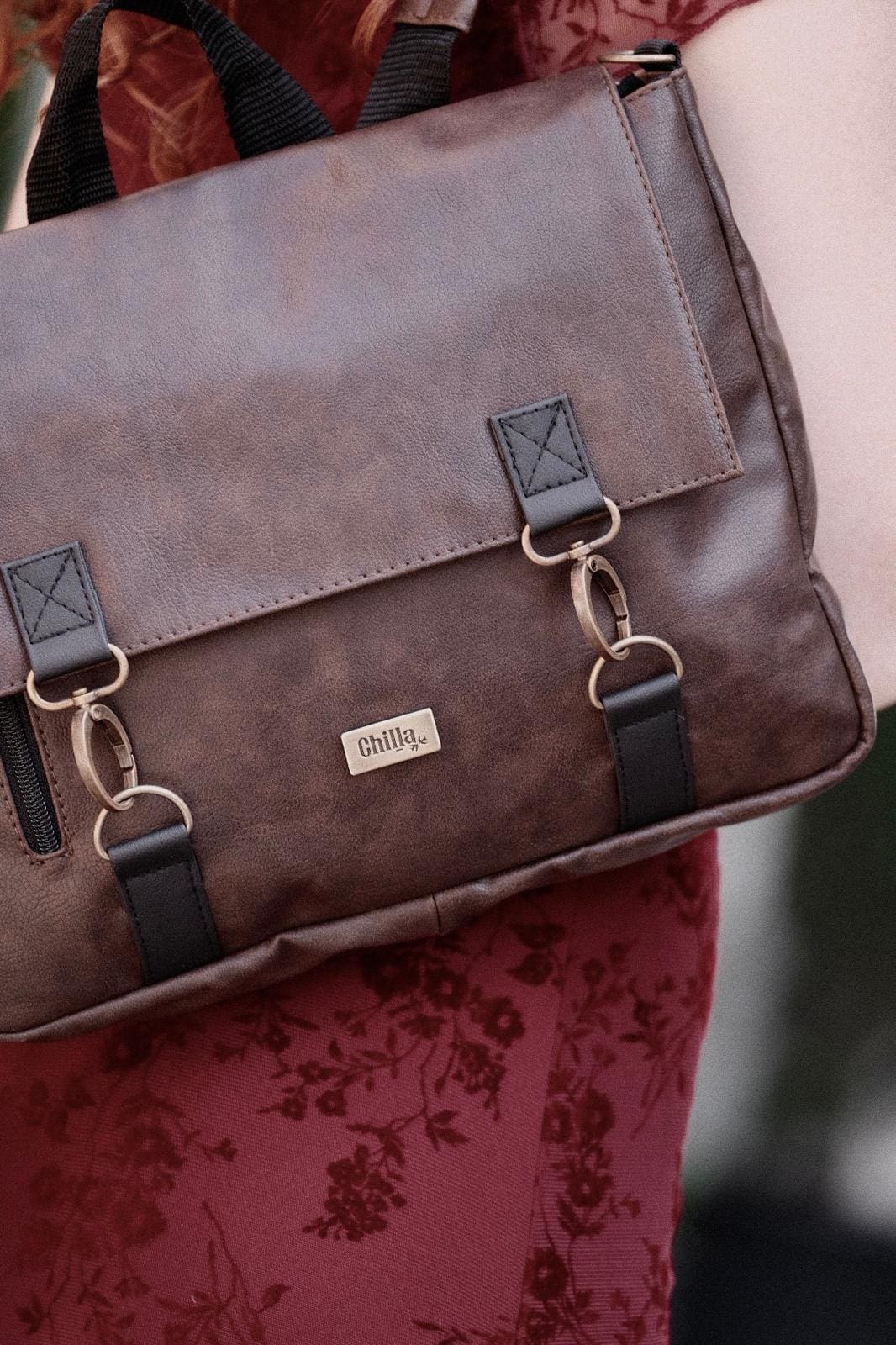 Dark Brown Jaffa Backpack/Side Bag