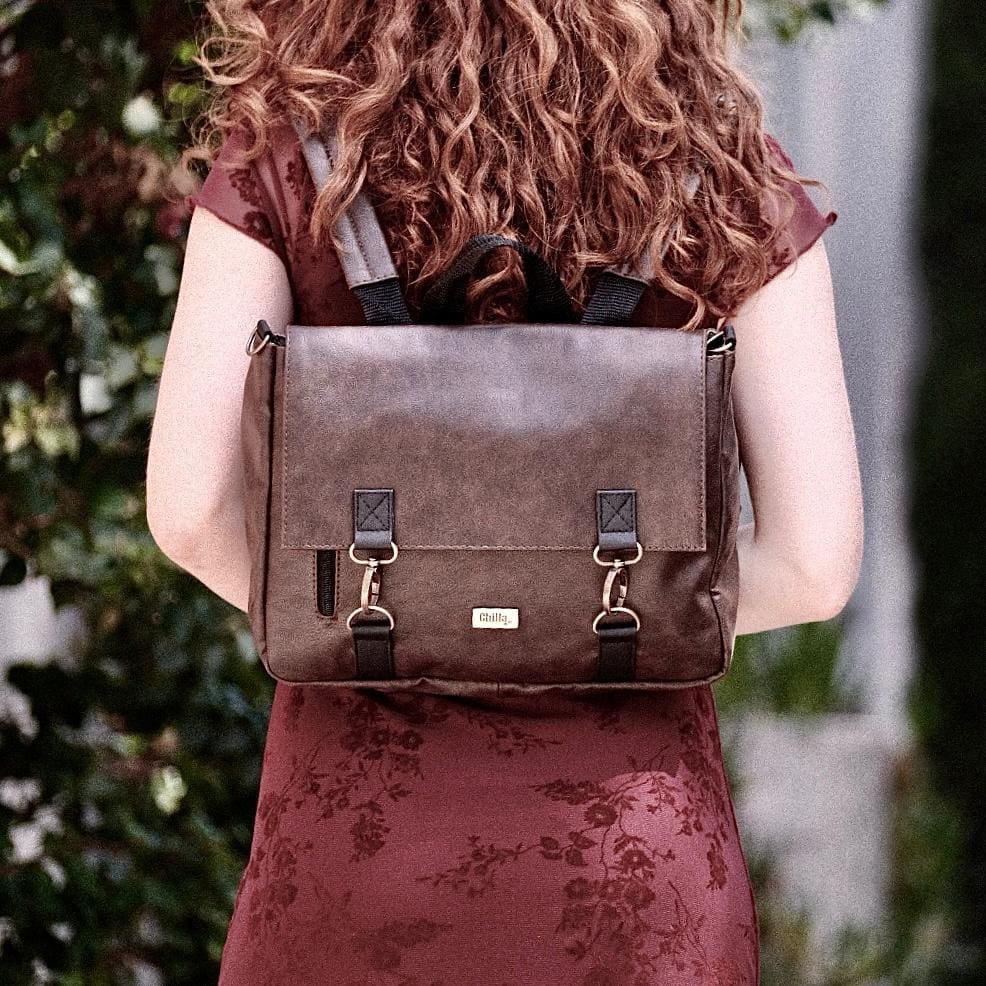 Dark Brown Jaffa Backpack/Side Bag