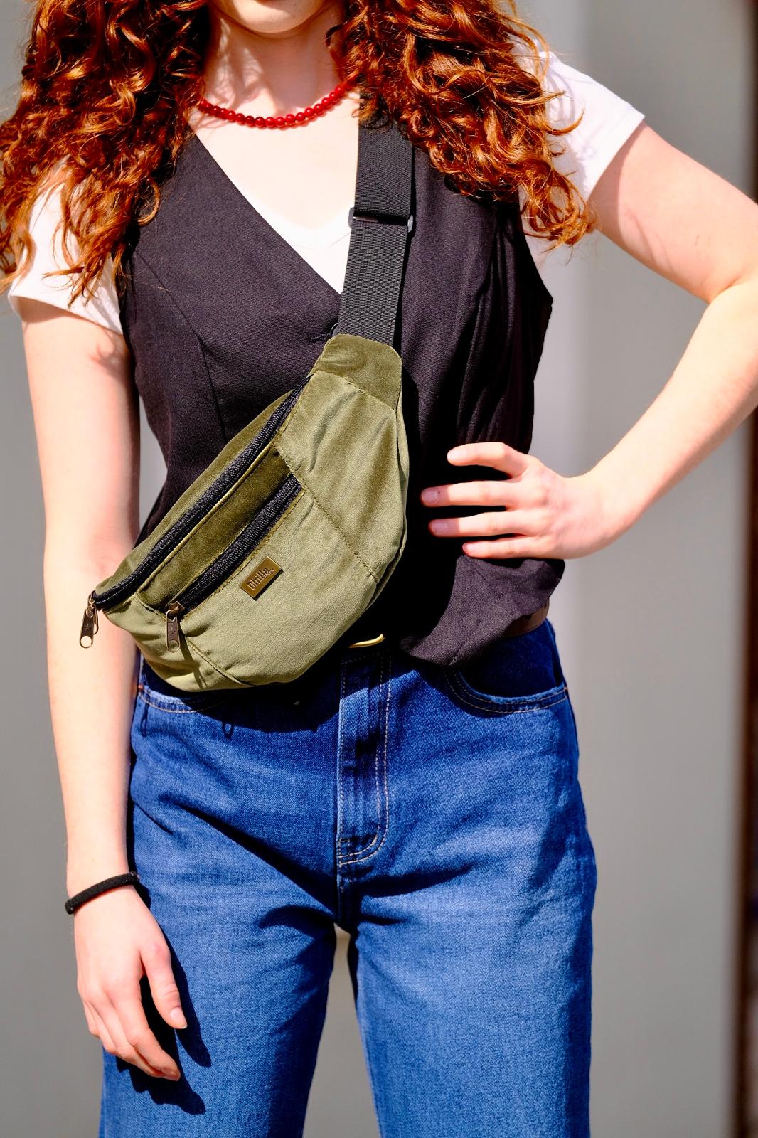 Antique Green Velvet Large Roni Fanny Pack