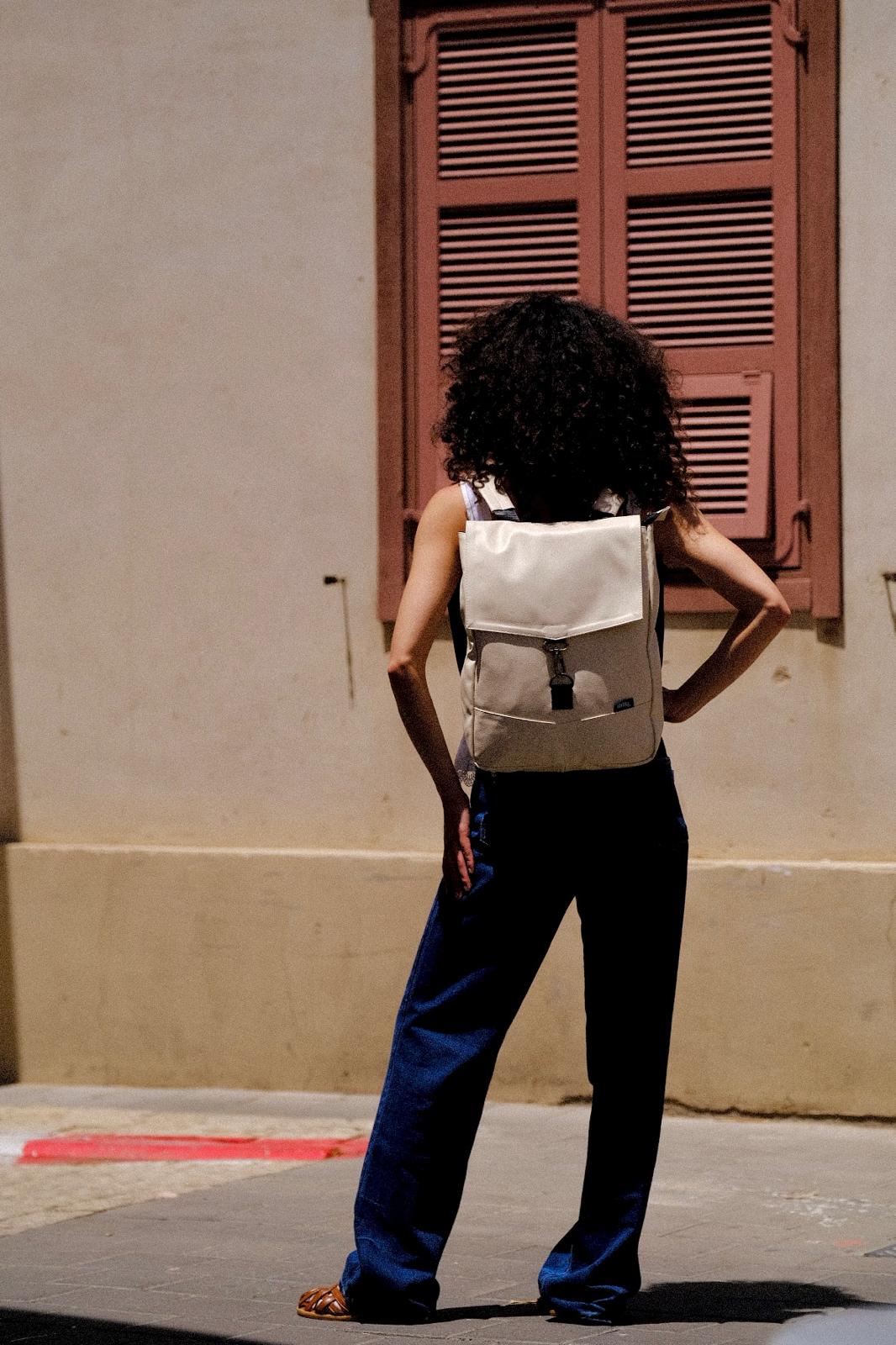 Cream Medium Students Backpack