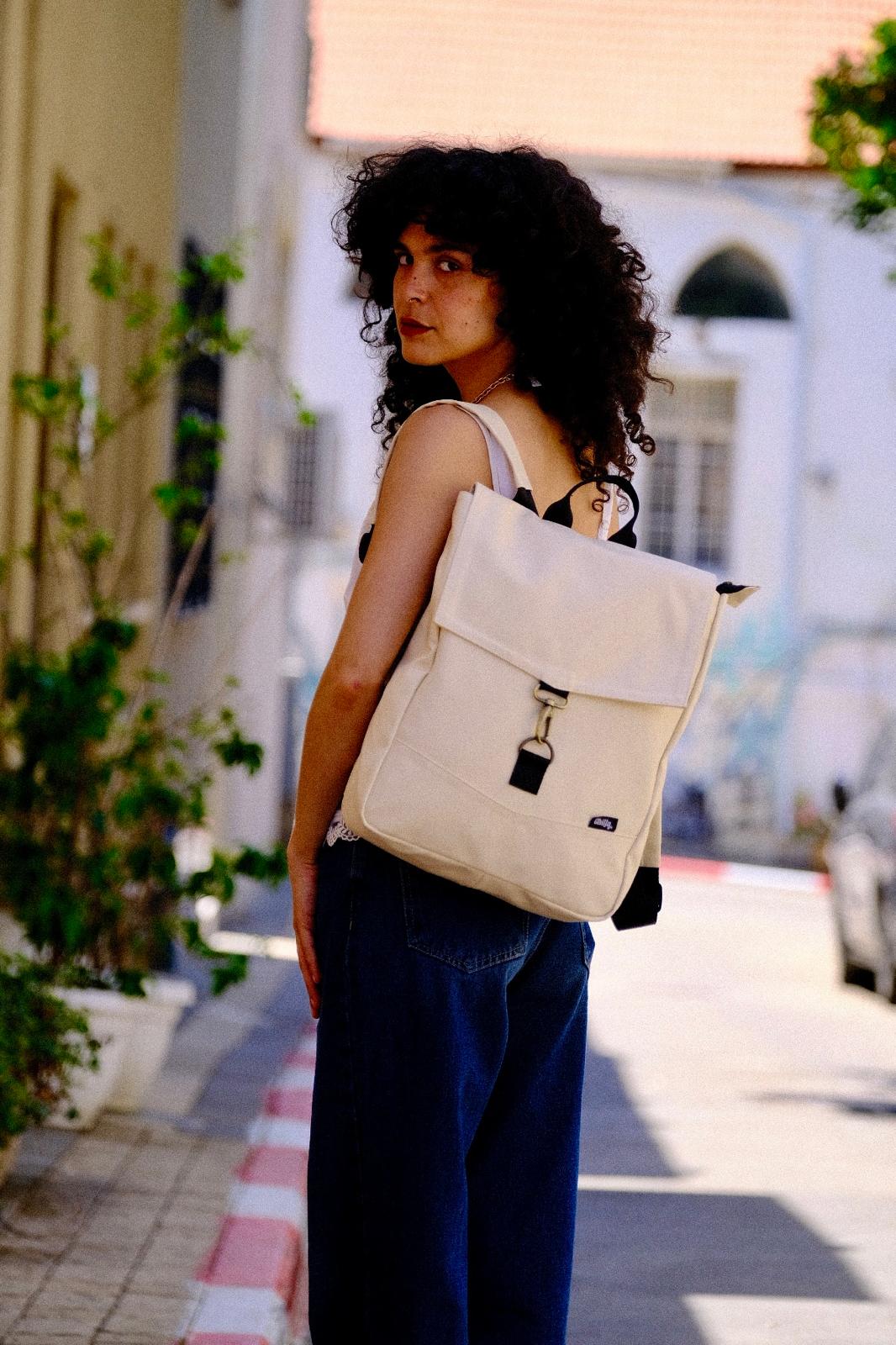 Cream Medium Students Backpack