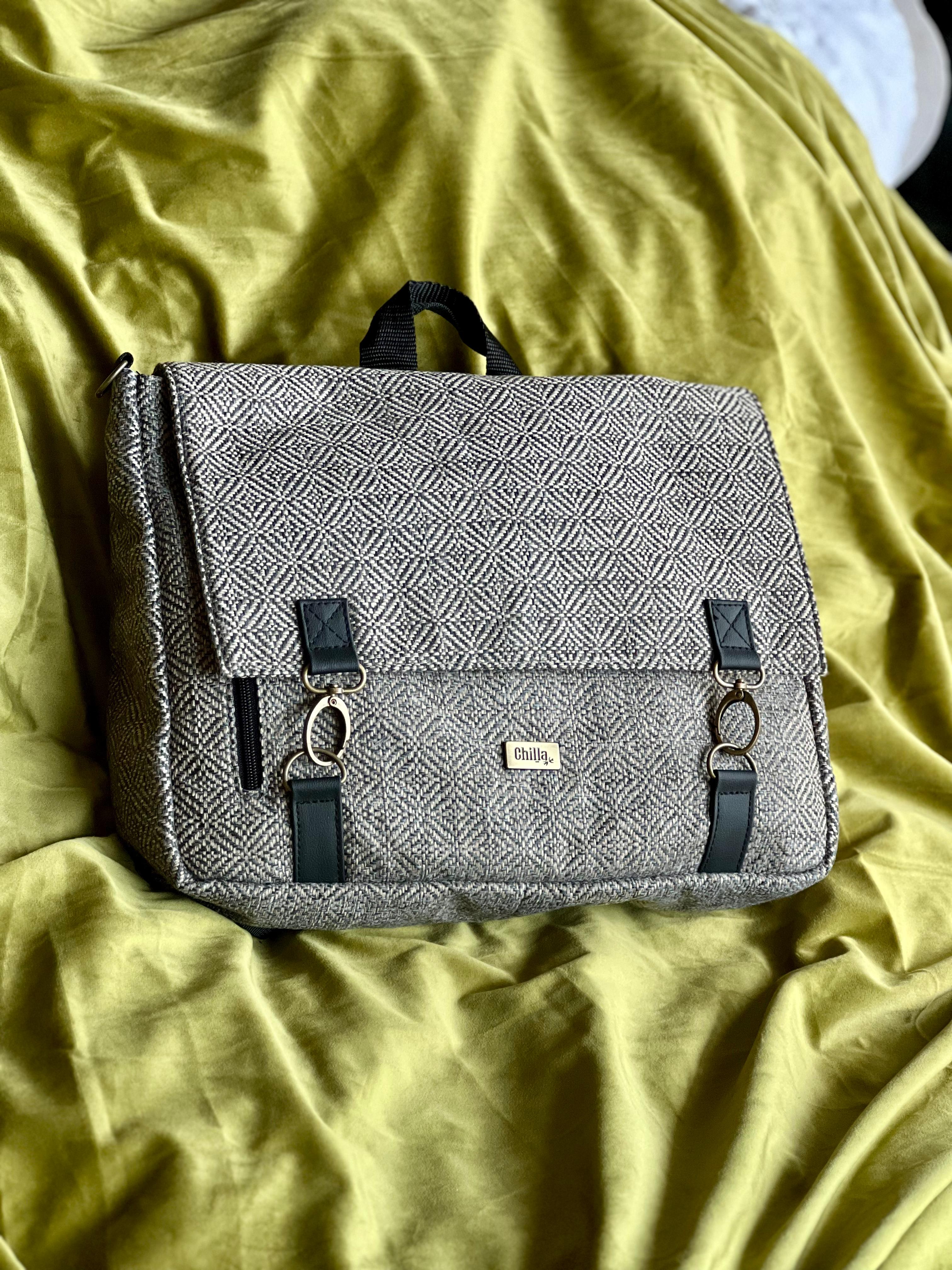 Large Gray Tweed Jaffa Side/Backpack