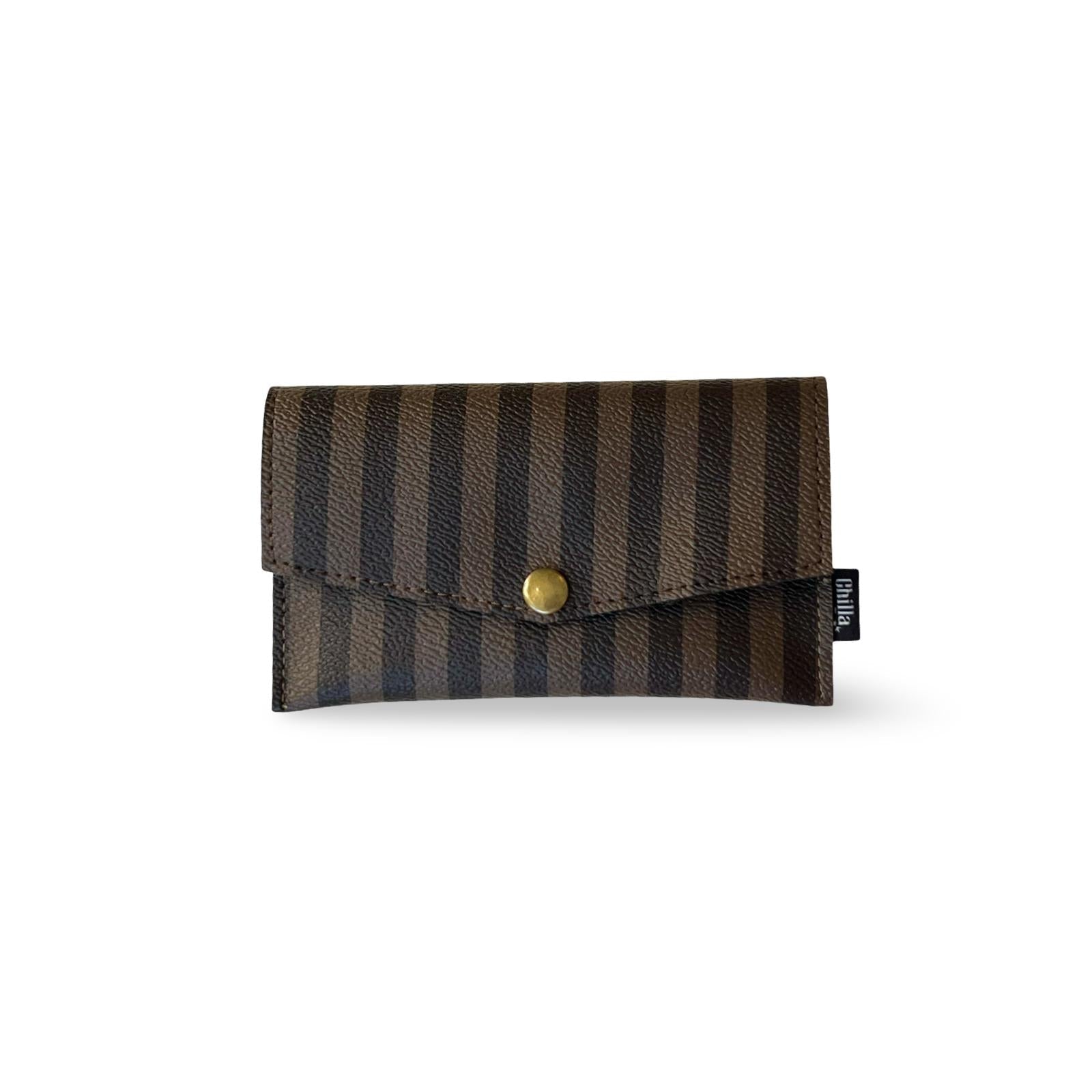 Brown Striped Enlarged Small Wallet