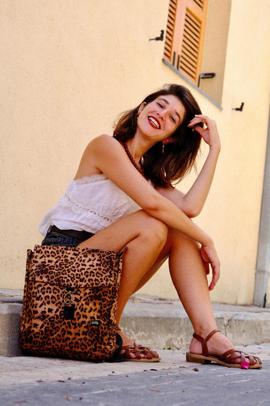 New Leopard Suede-Like Mini Students Backpack
