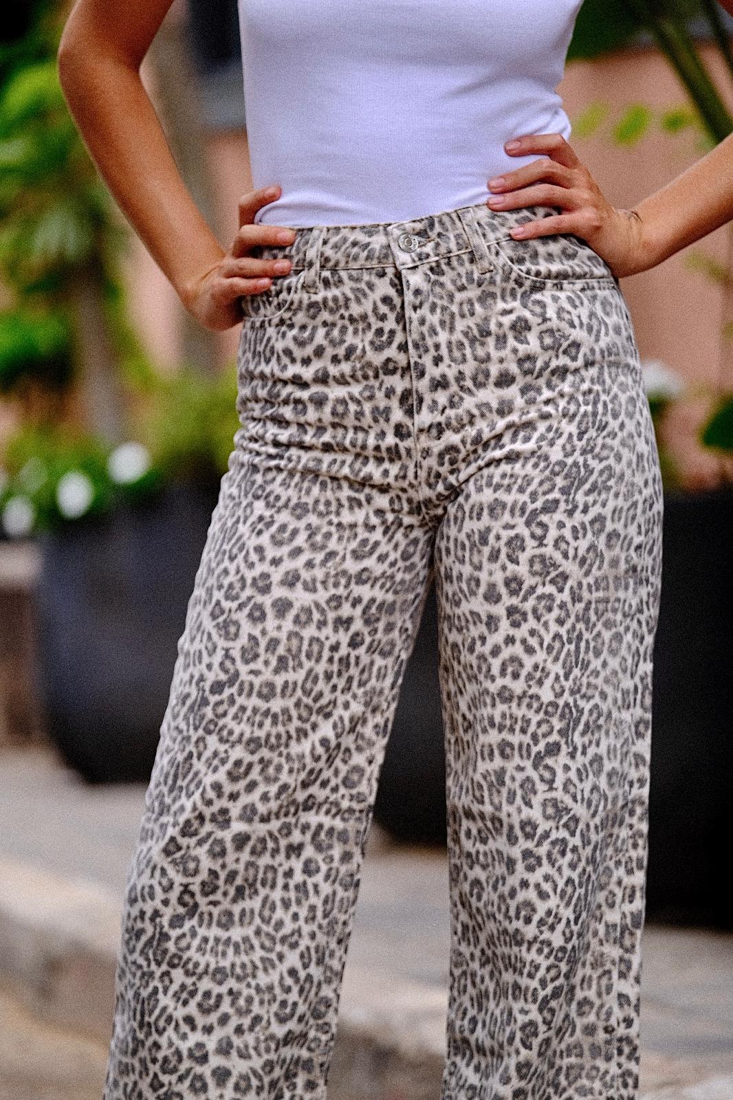 Leopard Print Denim Jeans