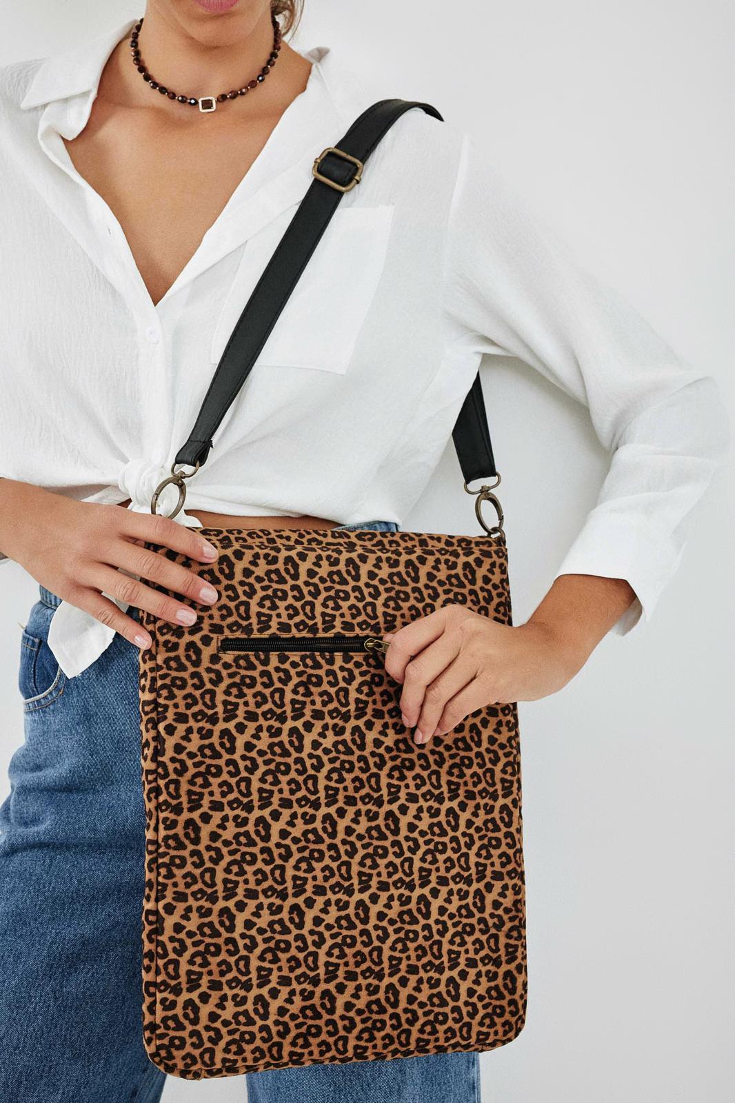 Leopard Laptop Case with a Removable Strap