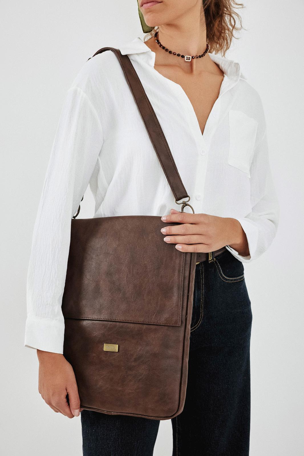 Retro Brown Laptop Case with a Removable Strap