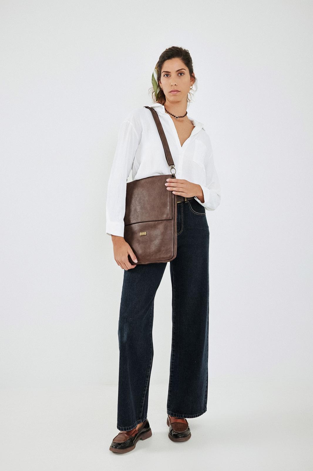 Retro Brown Laptop Case with a Removable Strap