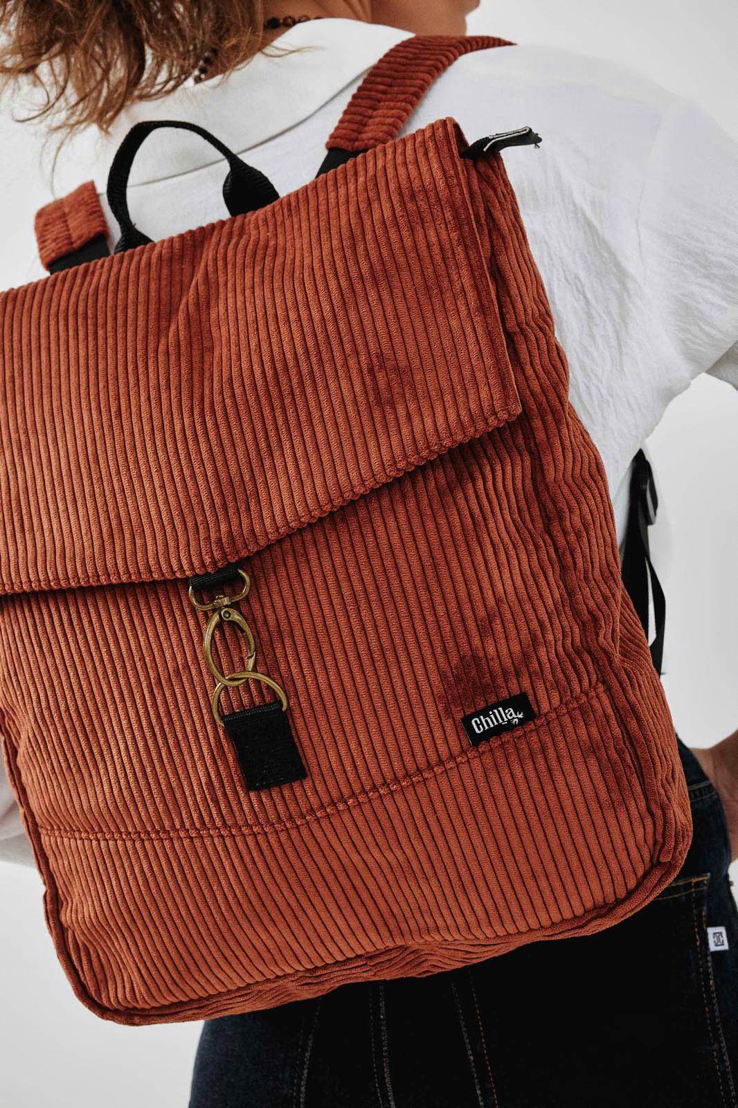 Terracotta Corduroy Large Students Backpack