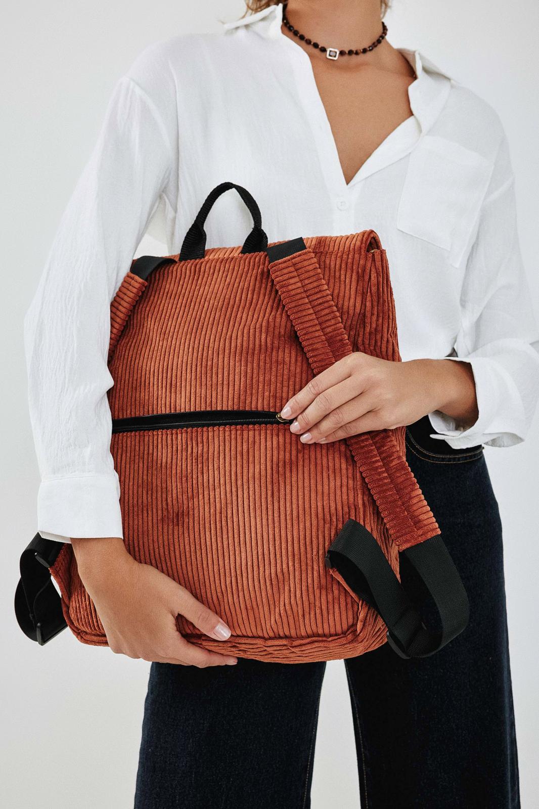 Terracotta Corduroy Large Students Backpack