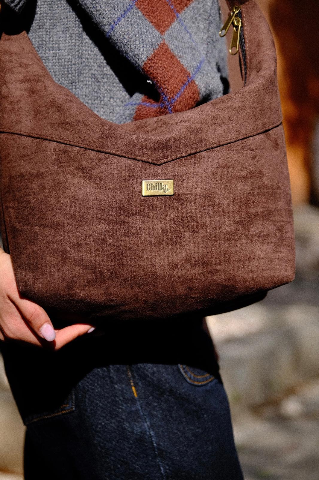 Luna Large Crossbody Bag – Brown Vegan Suede