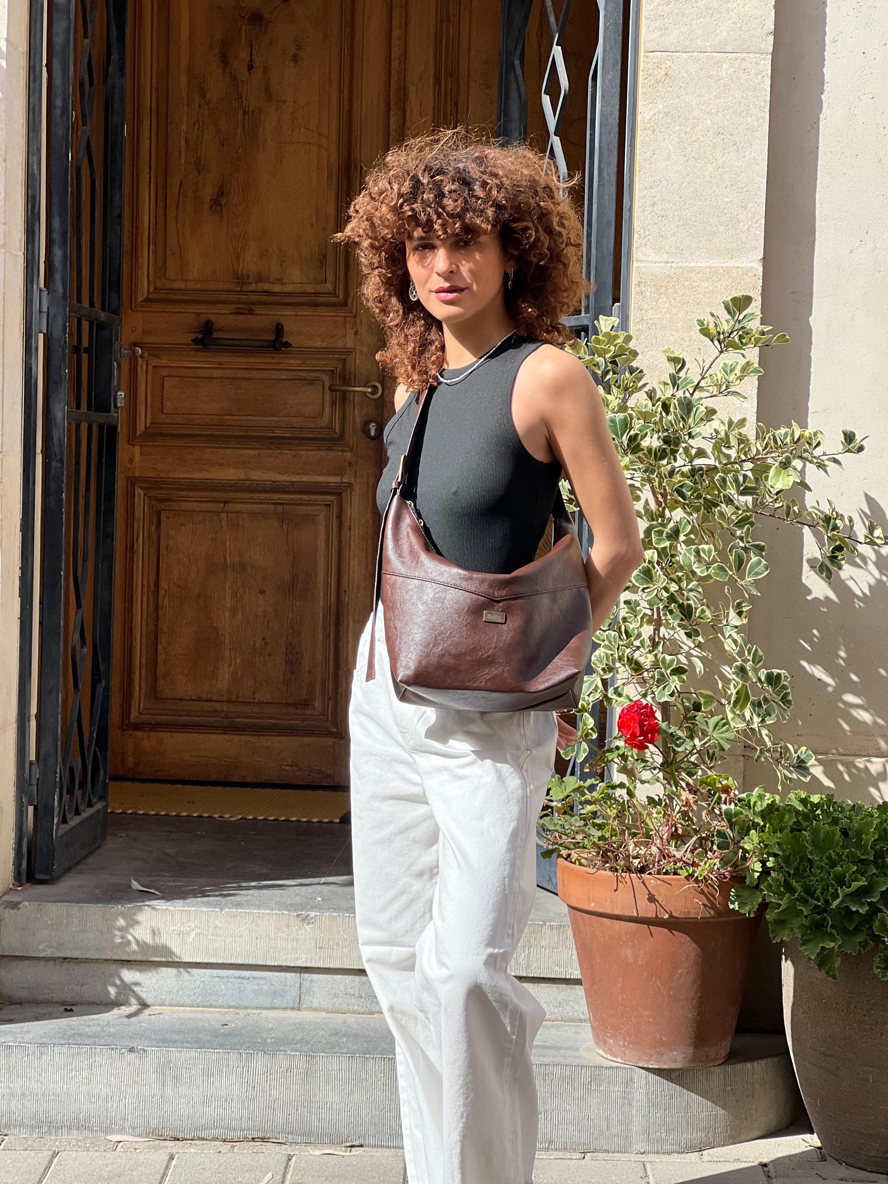 Luna Large Crossbody Bag – Retro Brown Vegan Leather
