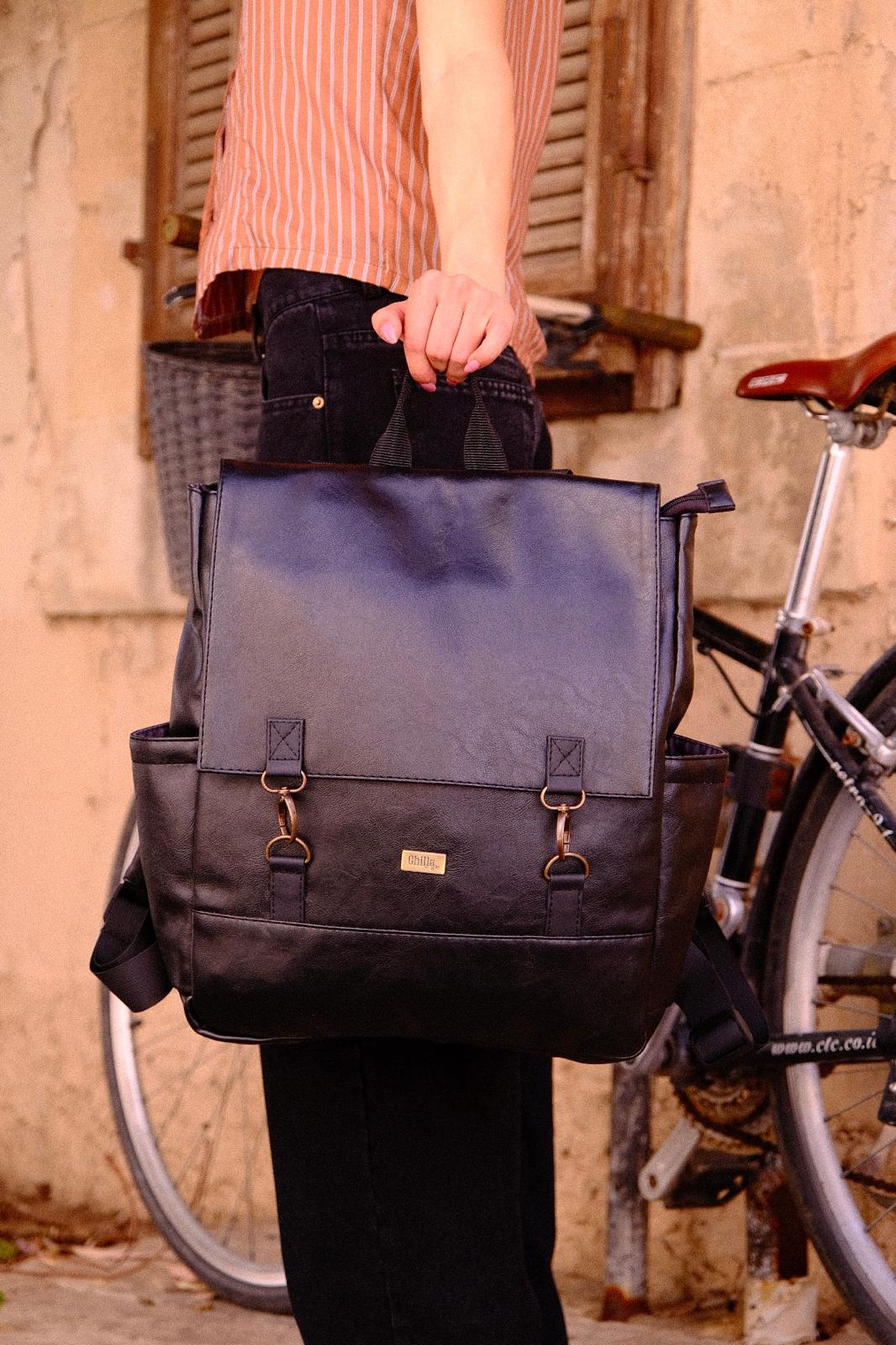 Black Retro Large Unicorn Backpack