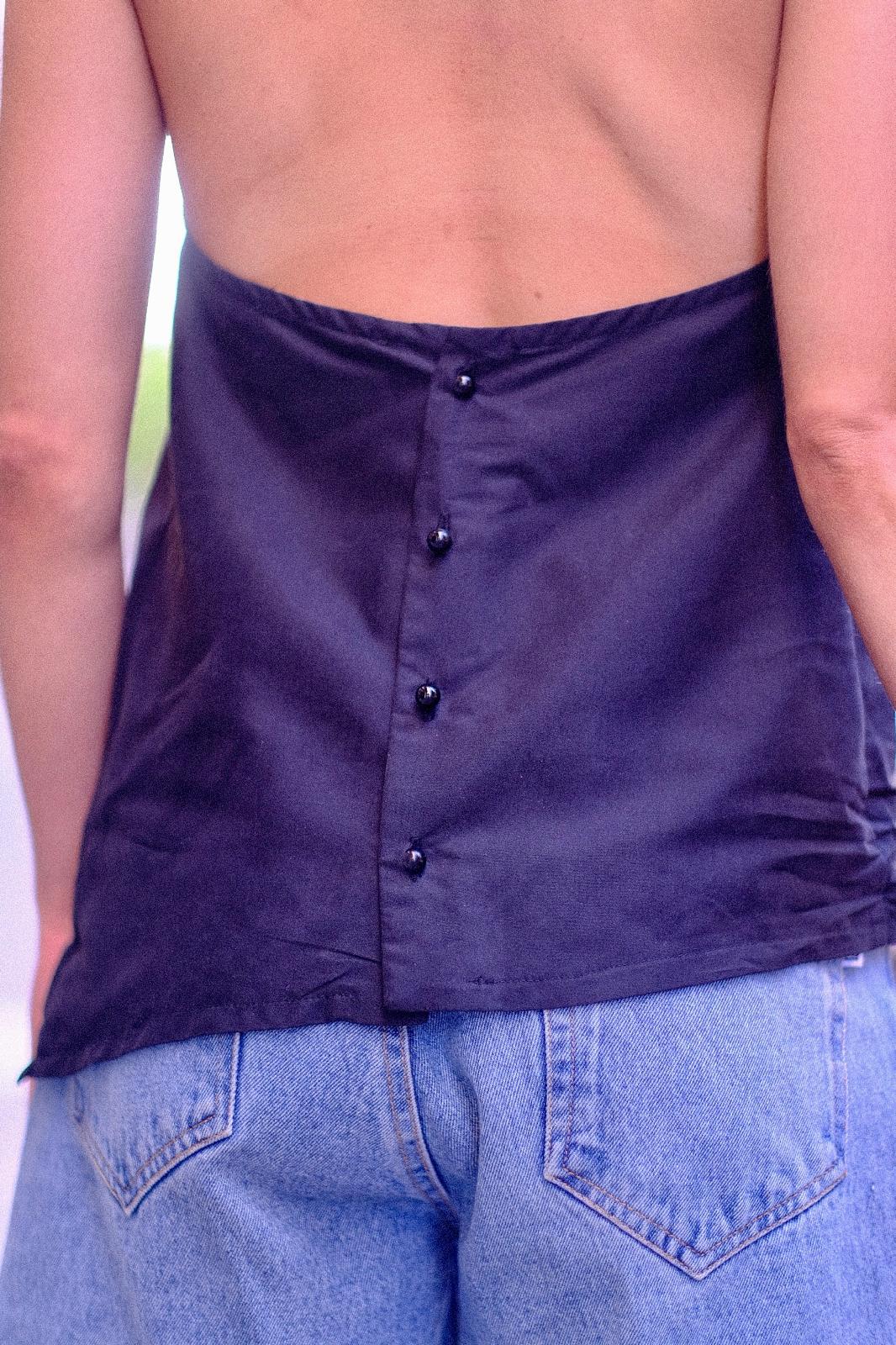 Black Marin Collar Top