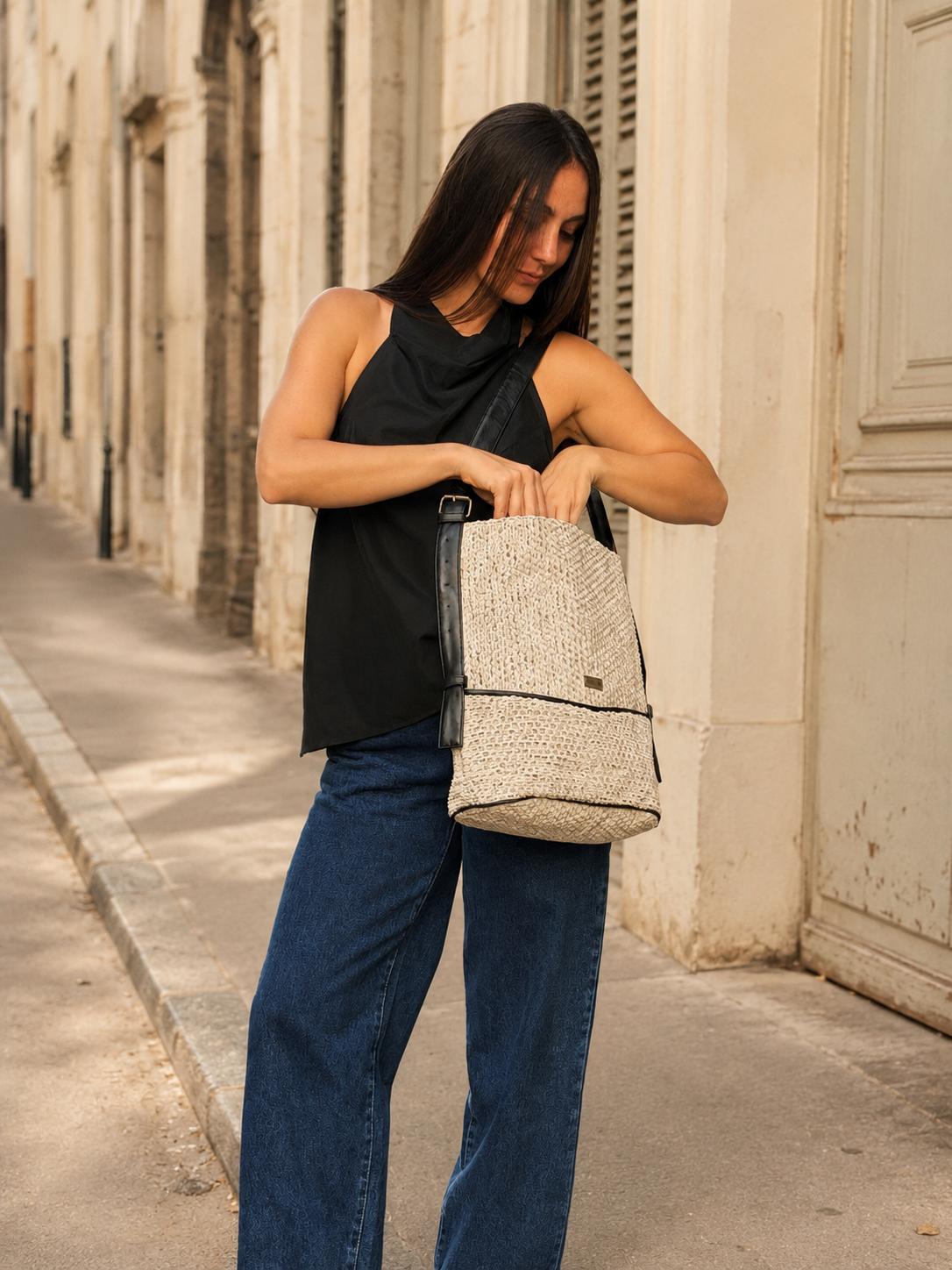 White Large Bucket Side Bag