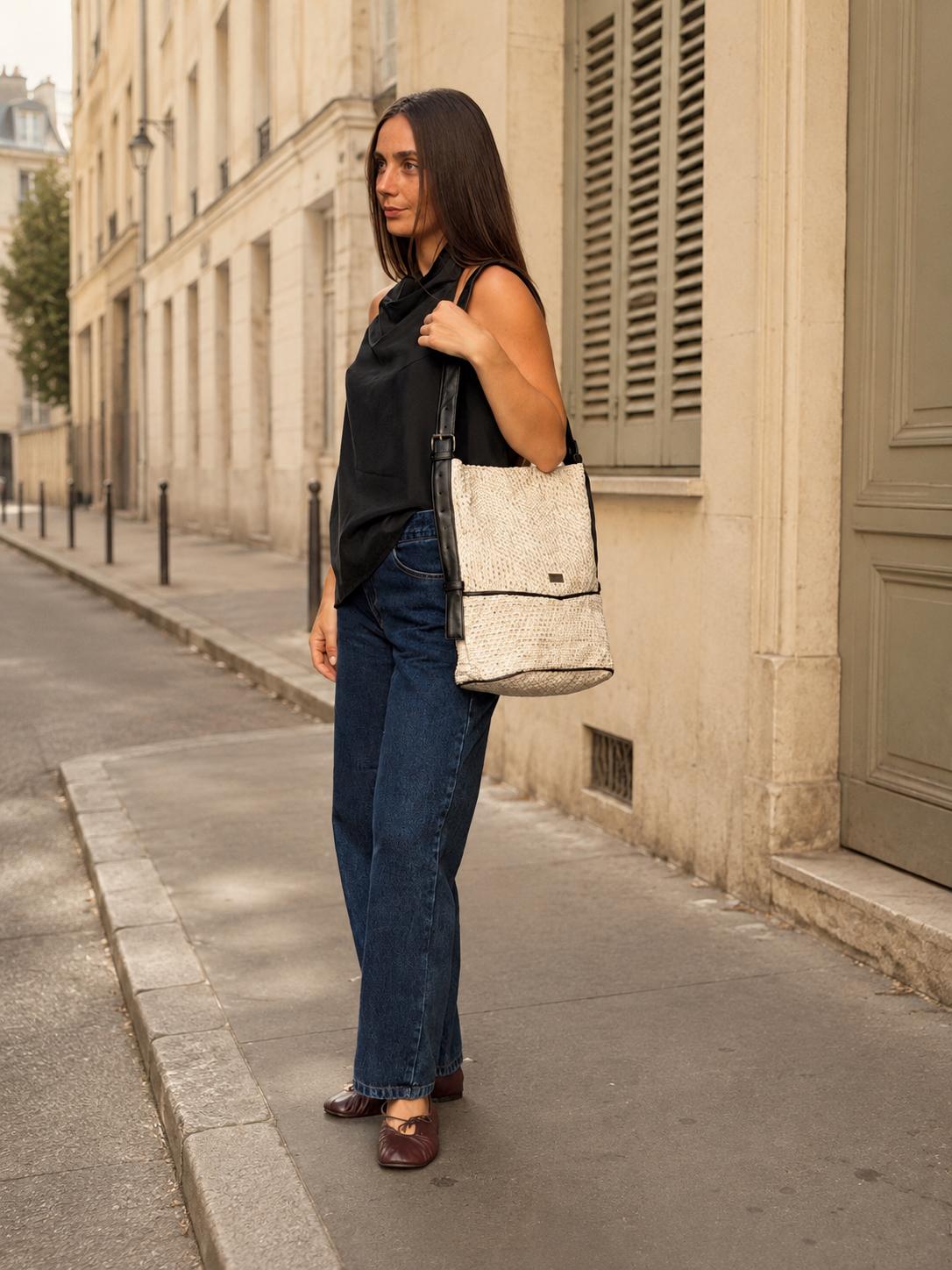 White Large Bucket Side Bag