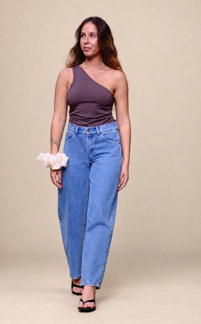 One Shoulder Top – Brown