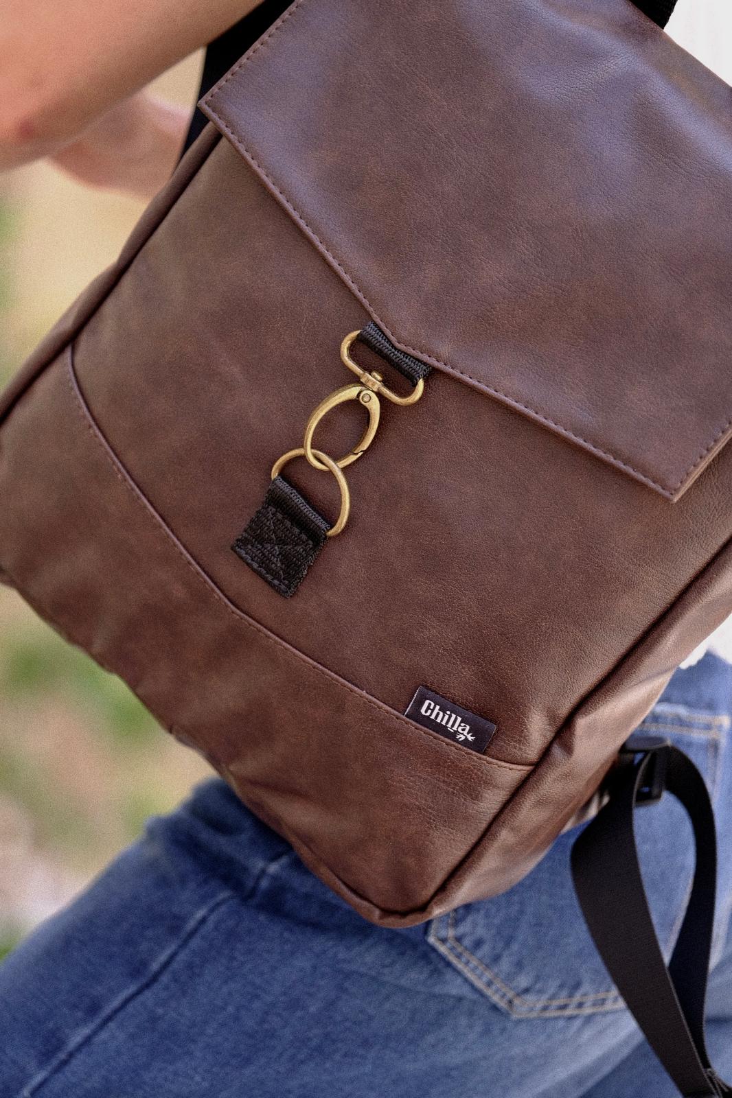 Brown Leather-Like Mini Students Backpack