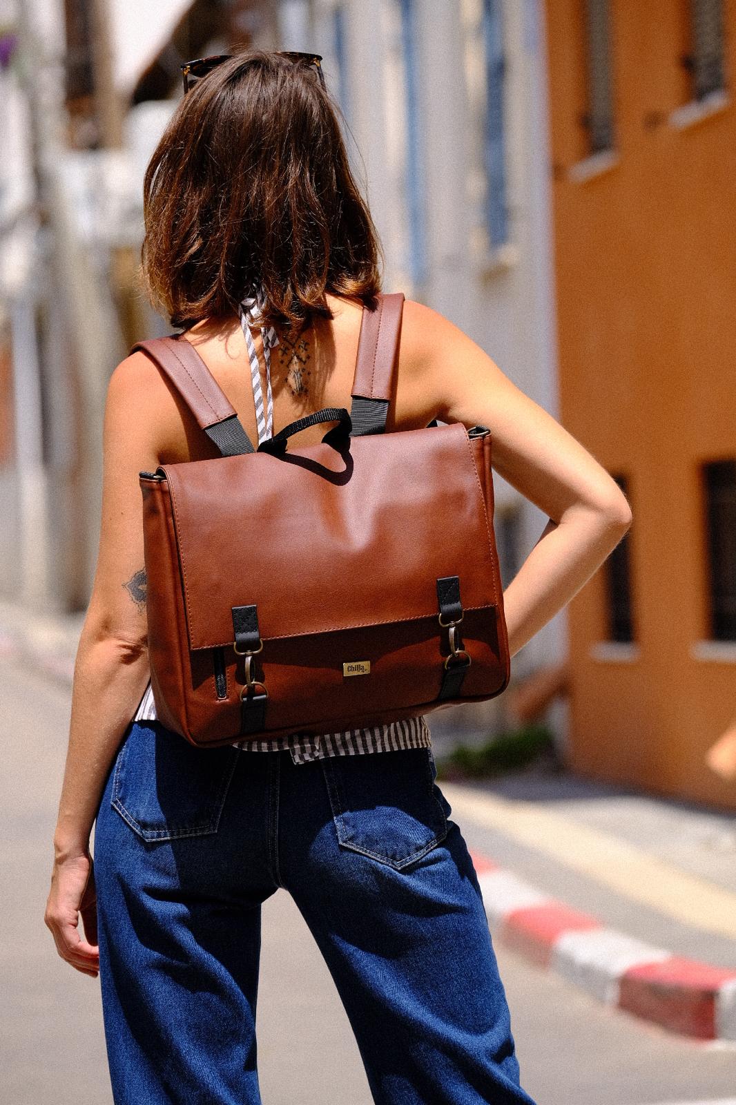 Earth Brown Large Jaffa Side/Backpack