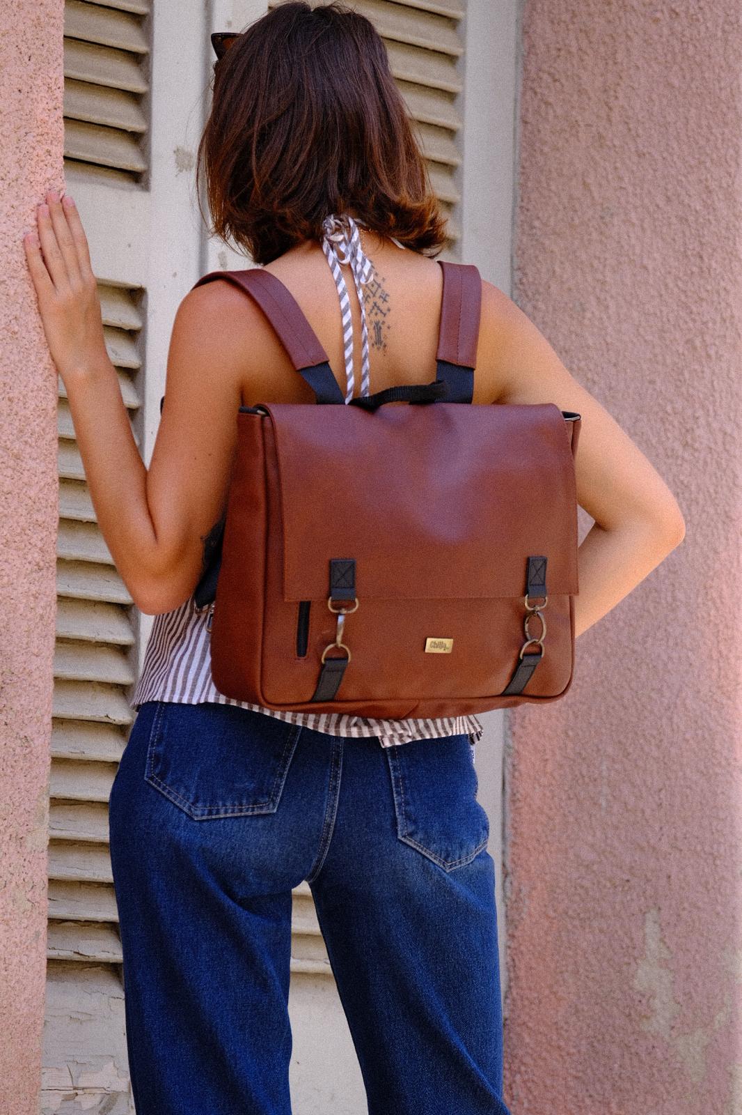 Earth Brown Large Jaffa Side/Backpack