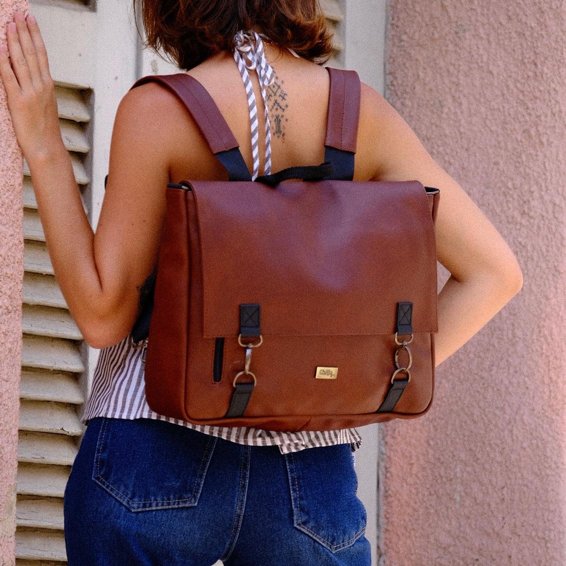 Earth Brown Large Jaffa Side/Backpack