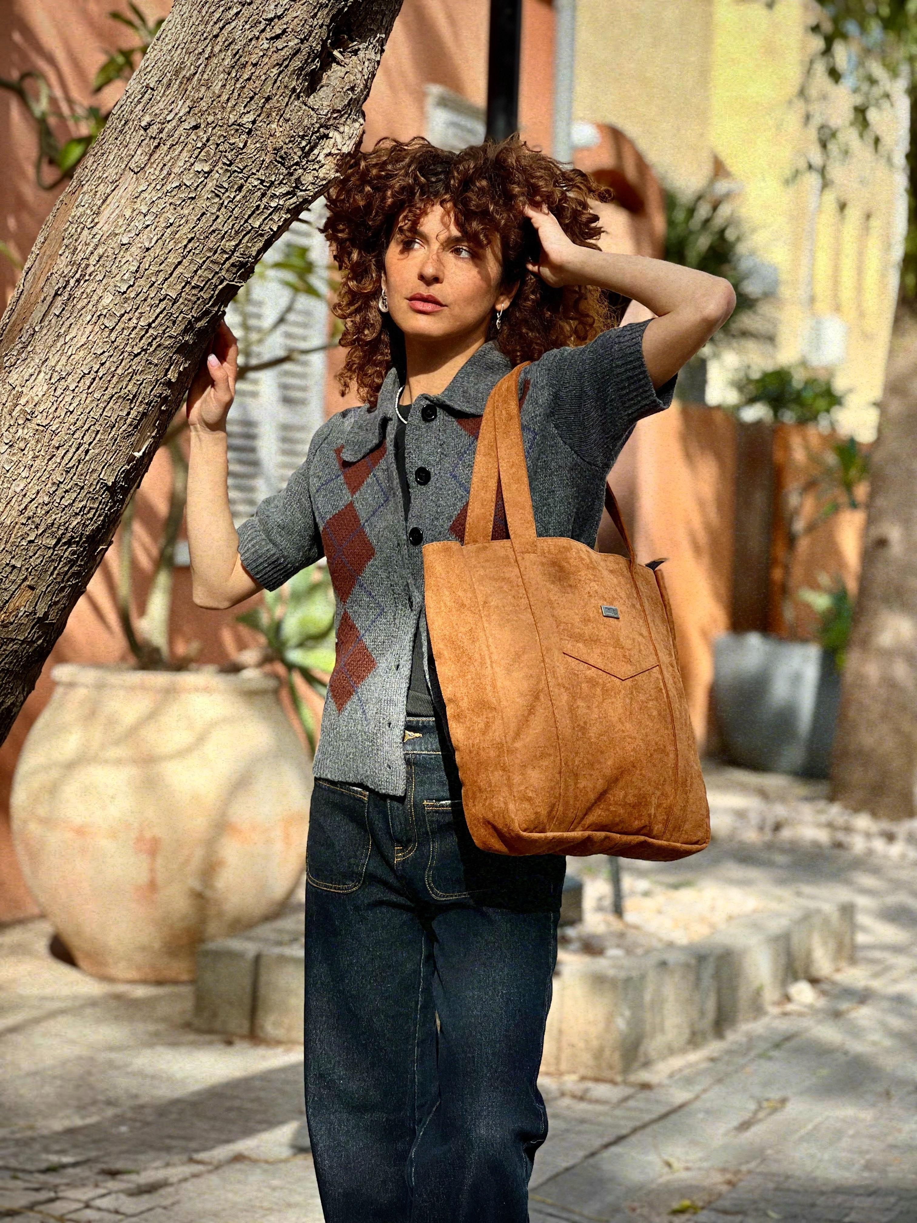 Ginger Suede-Like NOKO Large Side Bag