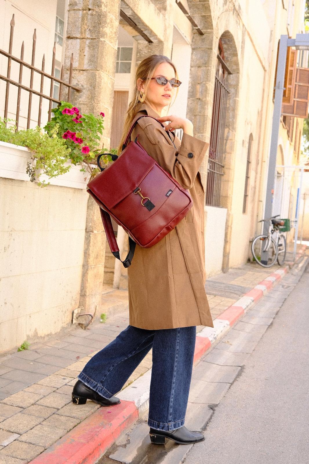 Shiny Burgundy Medium Students Backpack