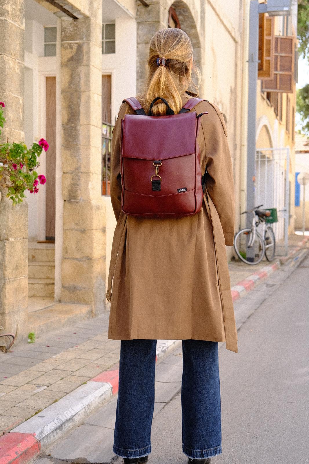 Shiny Burgundy Medium Students Backpack
