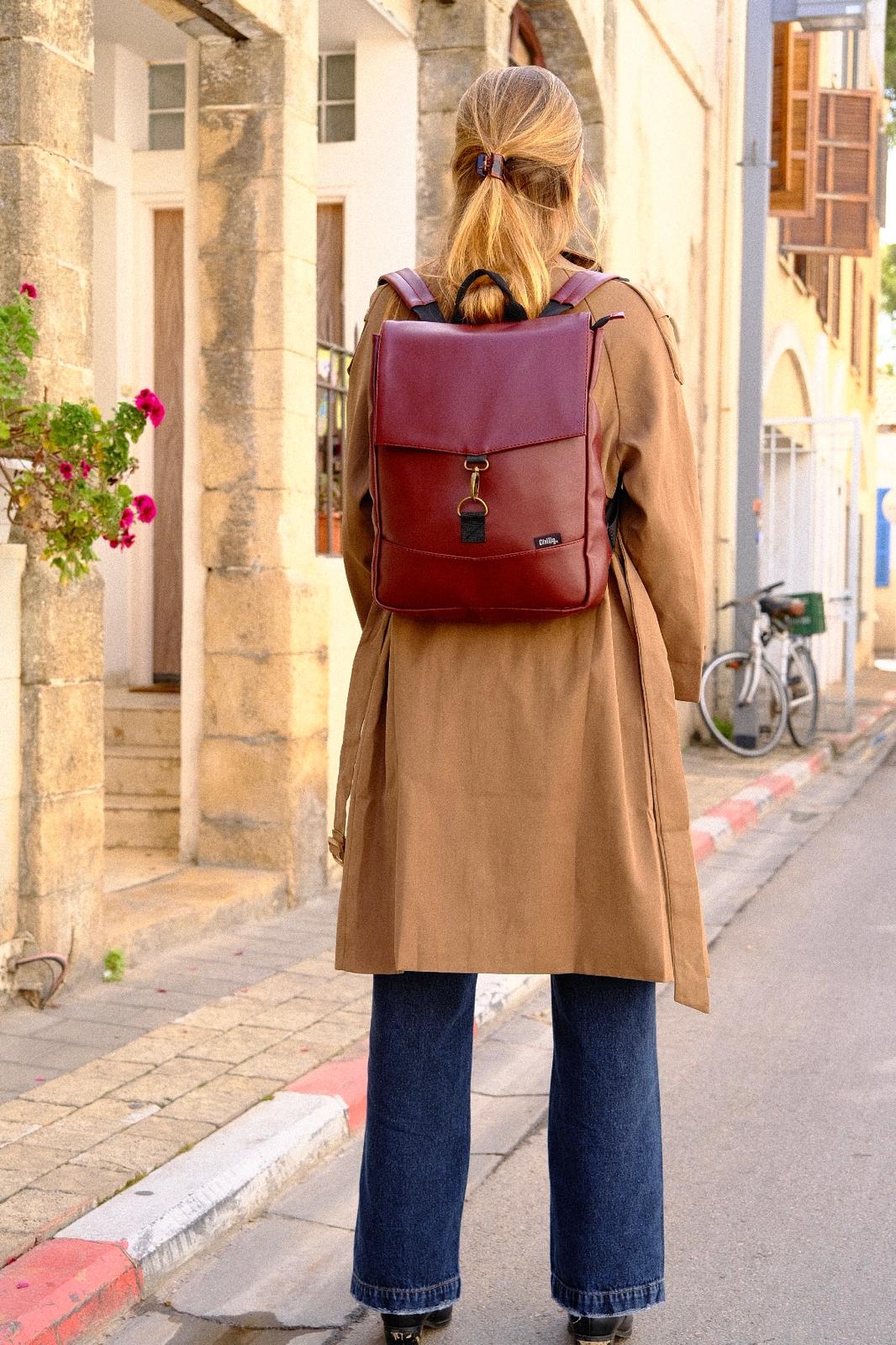 Shiny Burgundy Medium Students Backpack