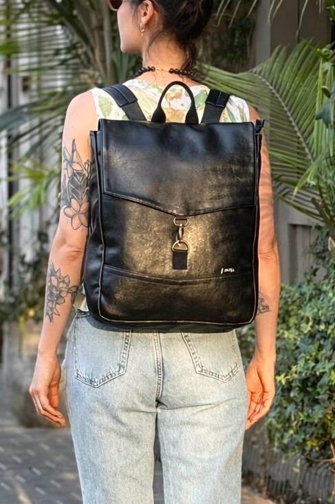 Black Retro Large Students Backpack