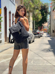 Medium Black Corduroy Students Backpack