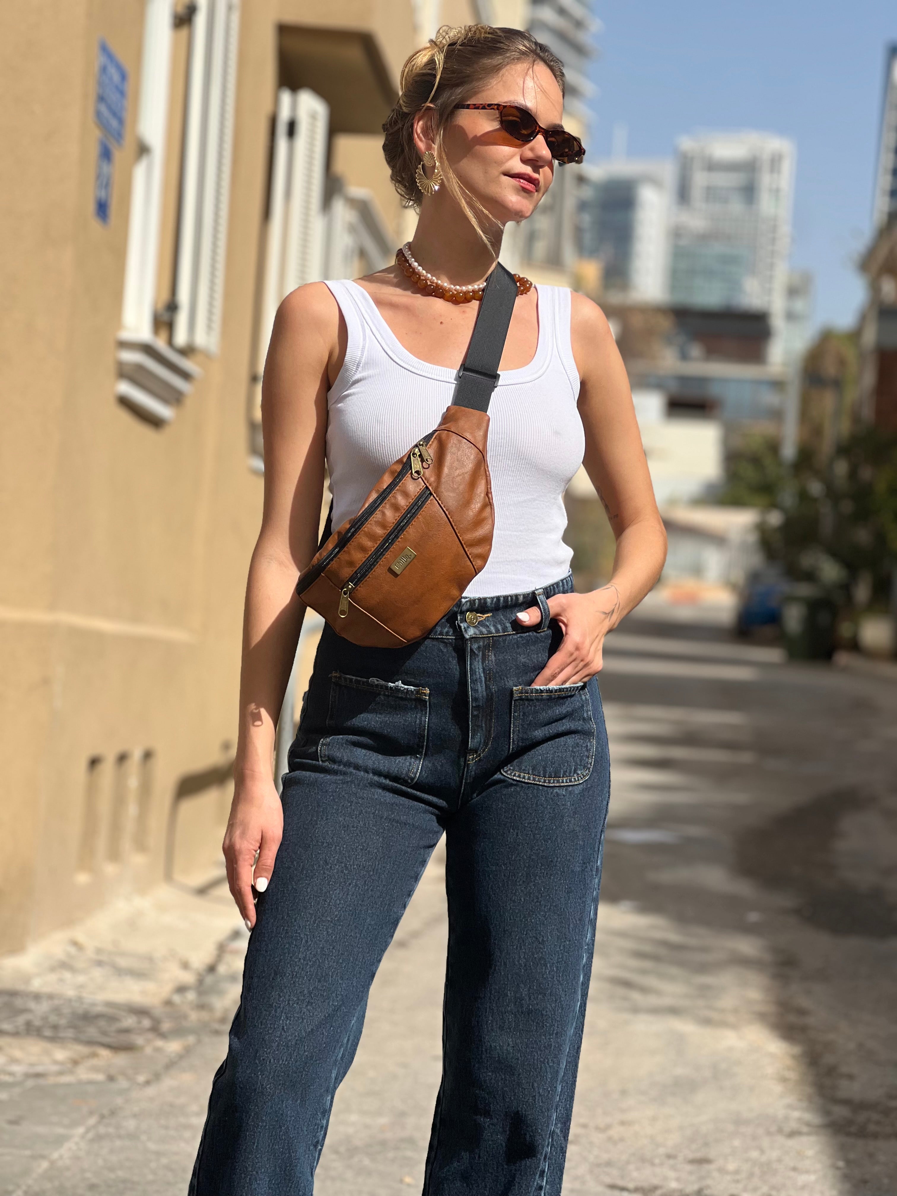 Purple Brown Vegan Leather Large Roni Fanny Pack