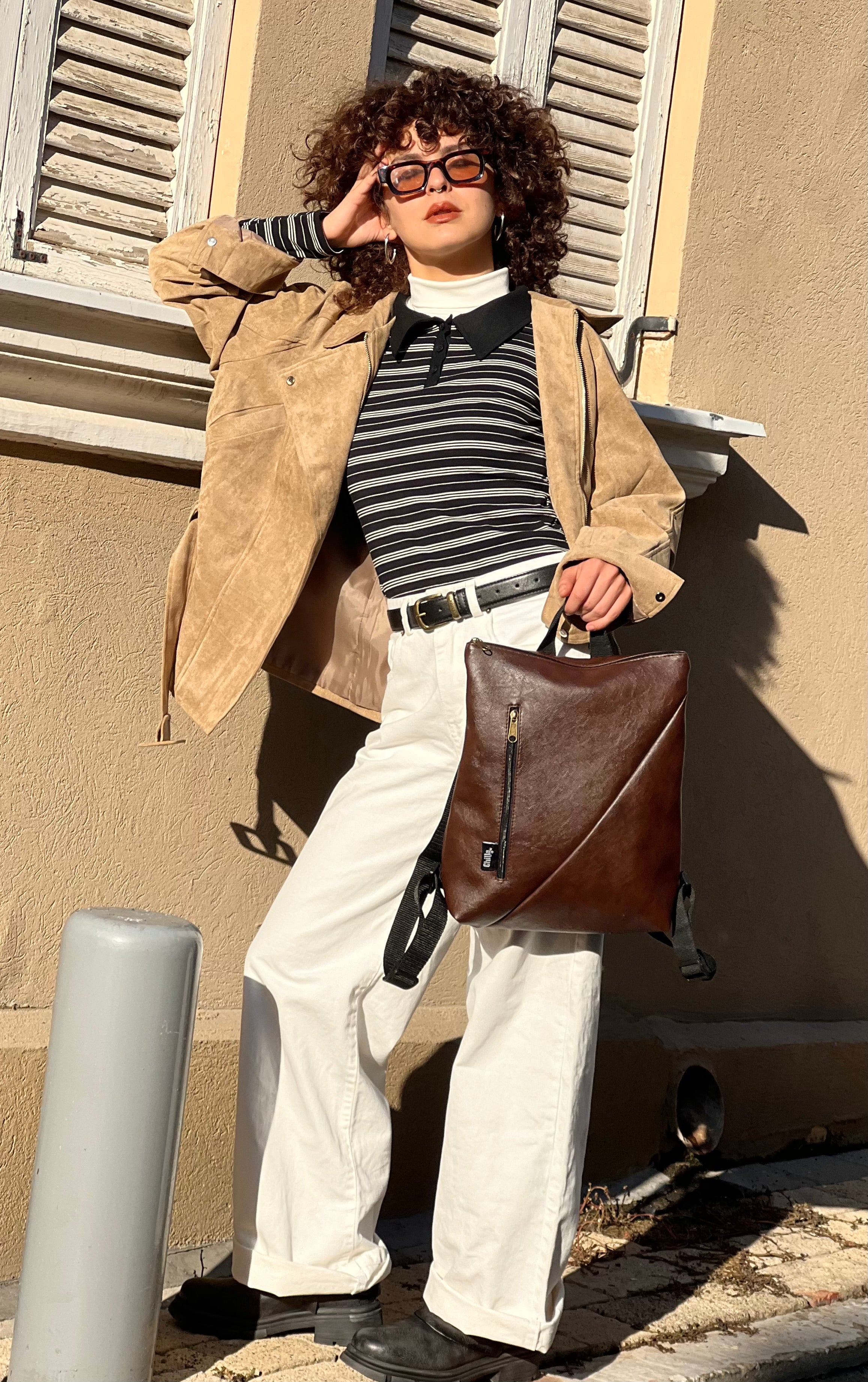 Brown Vegan Leather Reut Bag