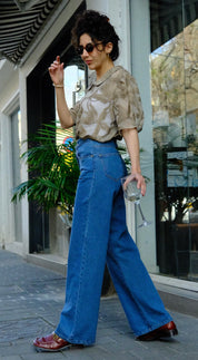 Light Blue Wide Leg Long Jeans