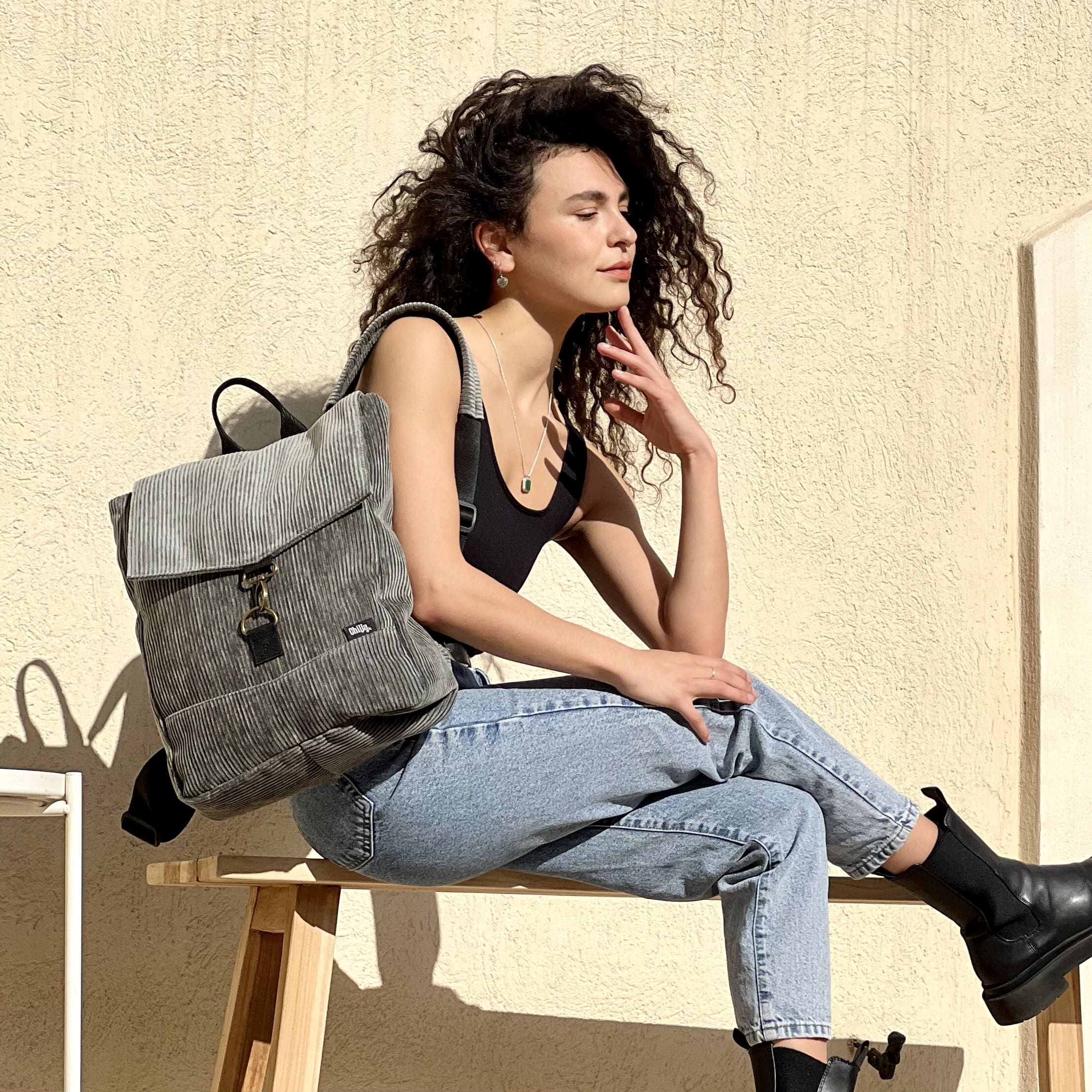 סטודנטס בינוני ירוק-אפור קורדרוי