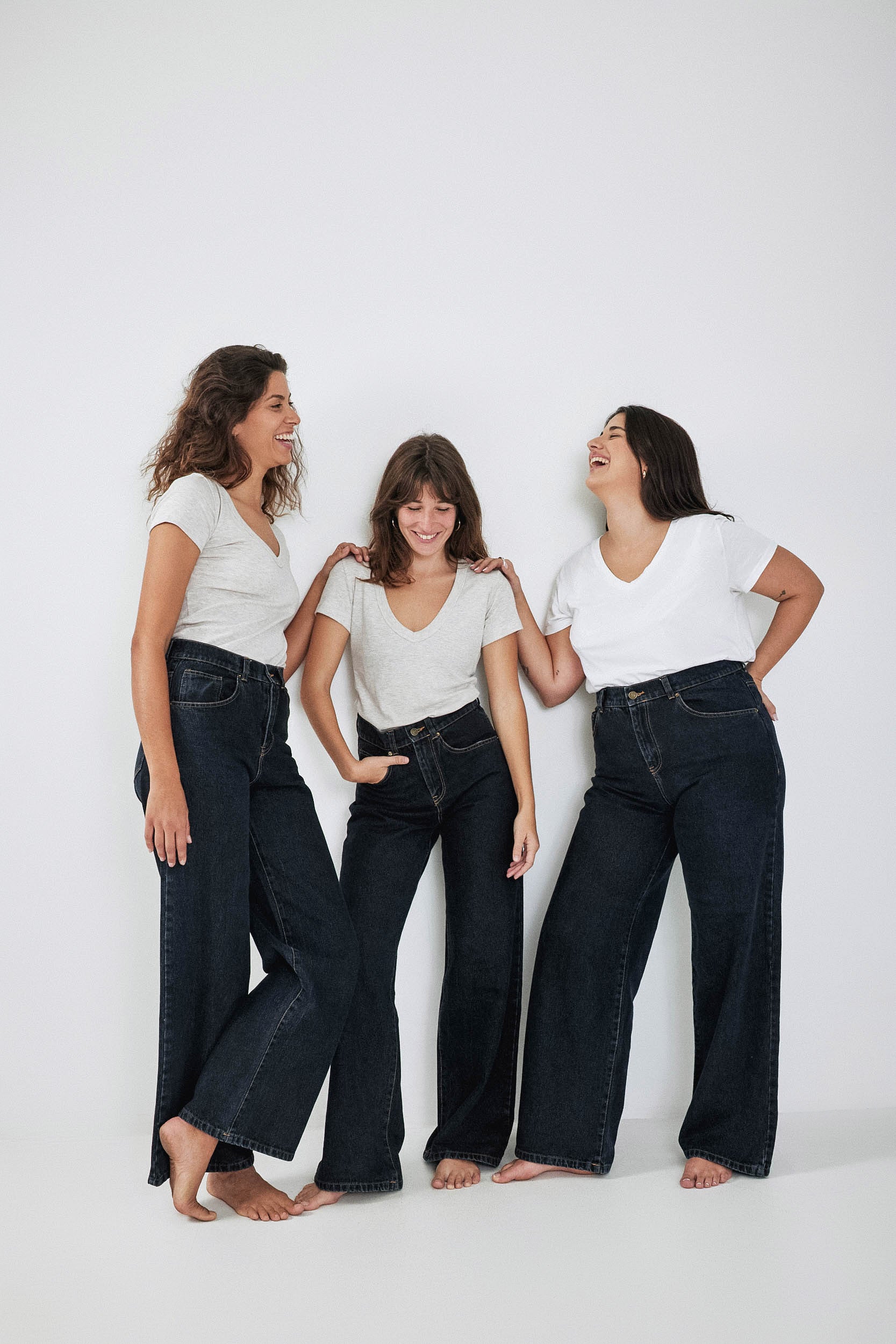 Dark Blue Wide Leg Long Jeans