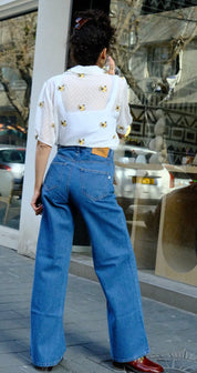 Light Blue Wide Leg Long Jeans