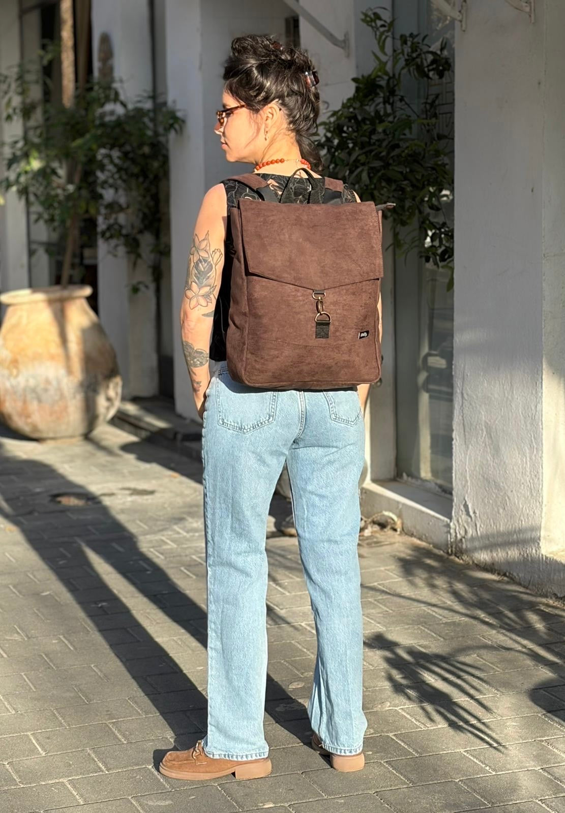 Large Earth Brown Students Backpack