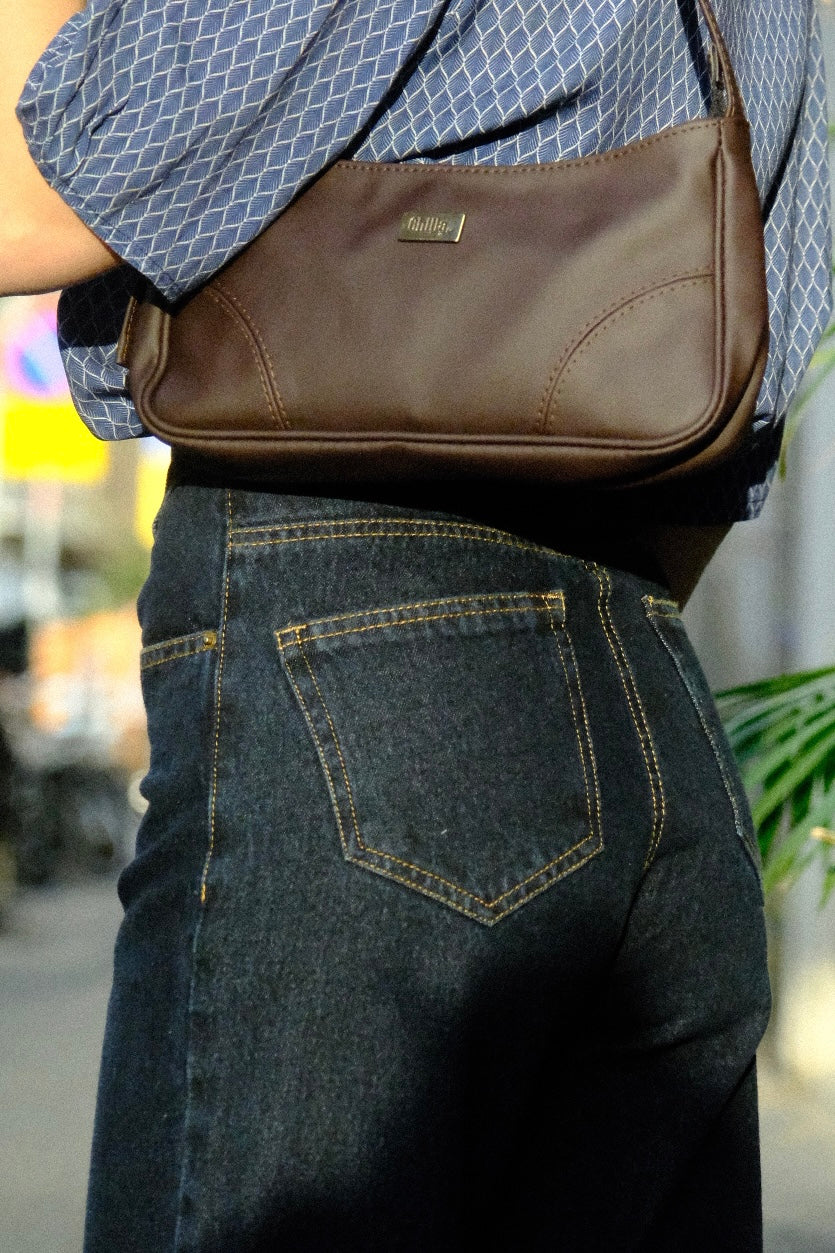 Dark Blue Wide Leg Long Jeans