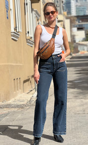 Purple Brown Vegan Leather Large Roni Fanny Pack