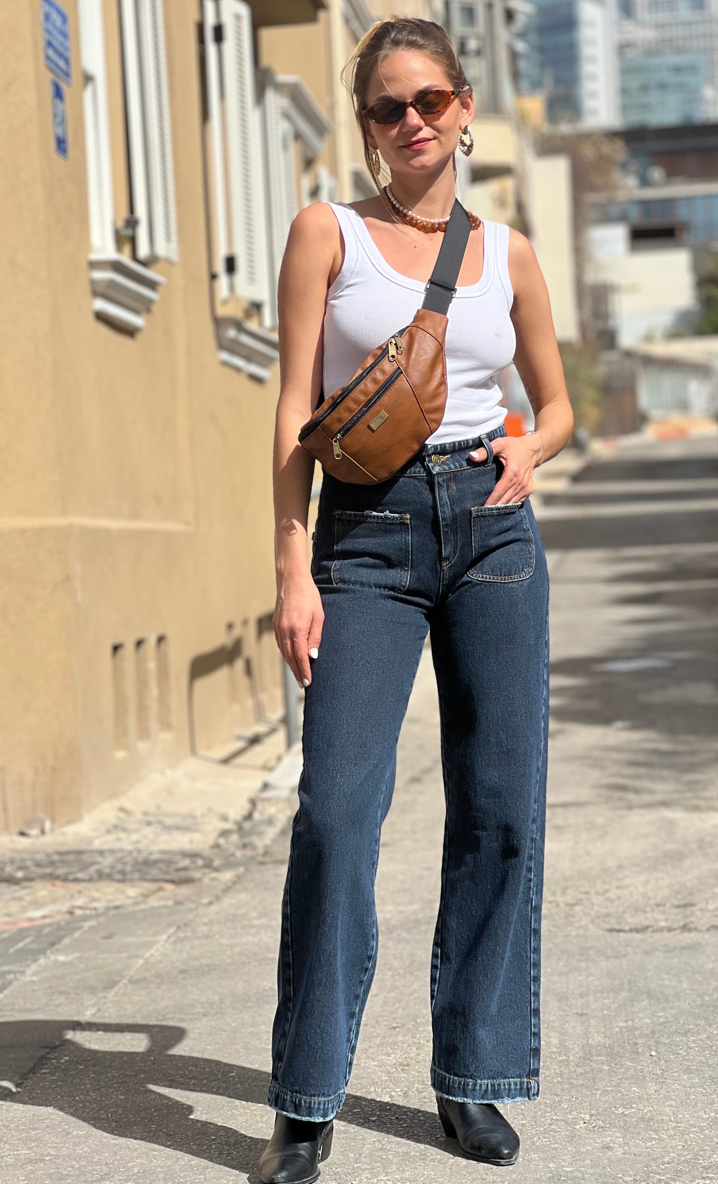 Purple Brown Vegan Leather Large Roni Fanny Pack