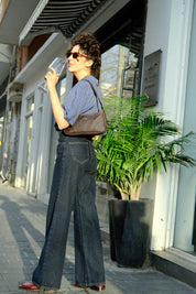 Dark Blue Wide Leg Long Jeans