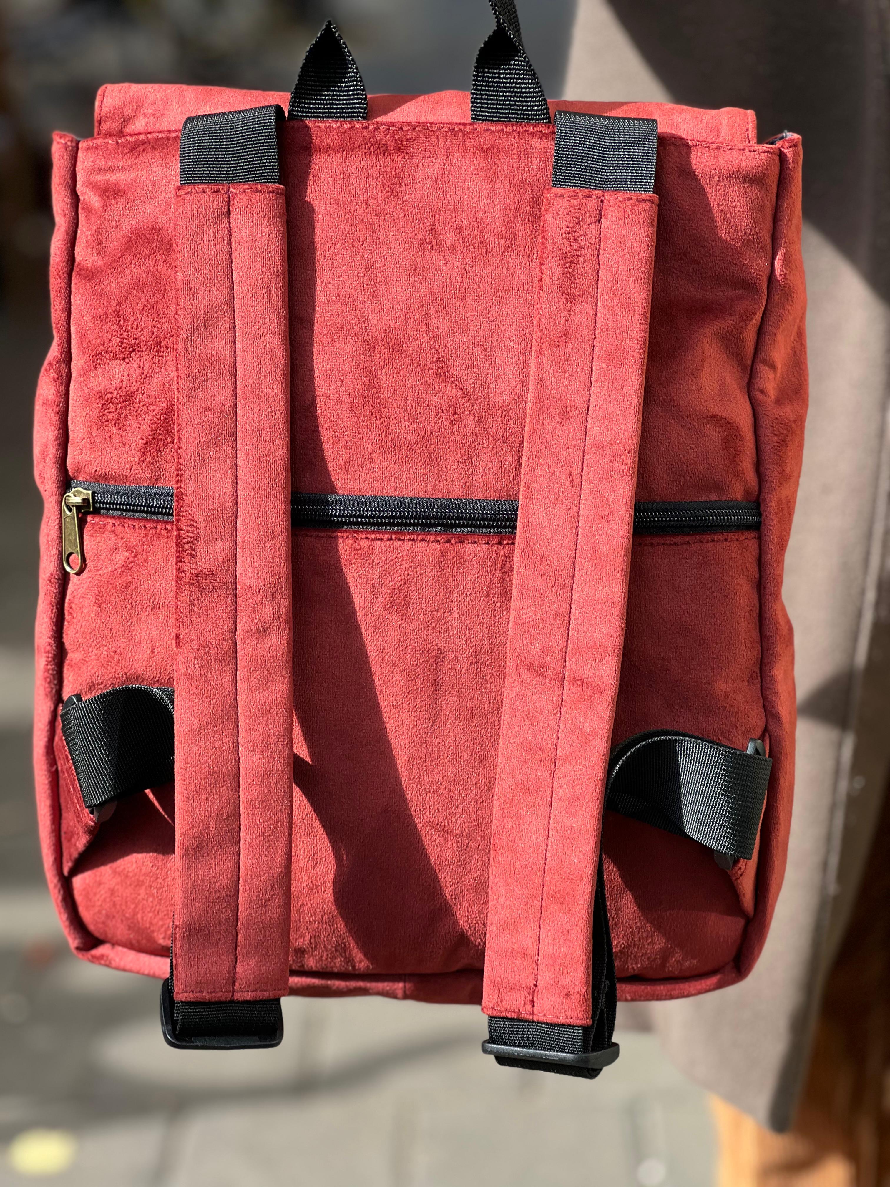 Blue Corduroy Gray Mini Students Backpack