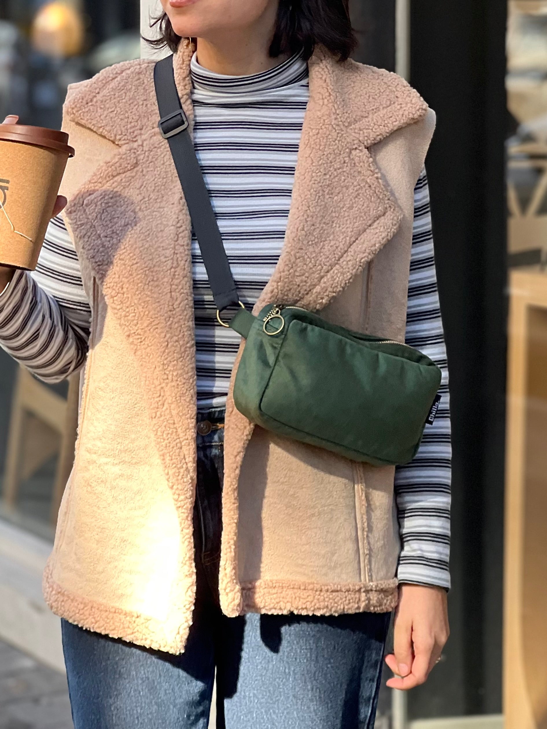 '' Antique Green Vegan Leather Lawrence Fanny Pack