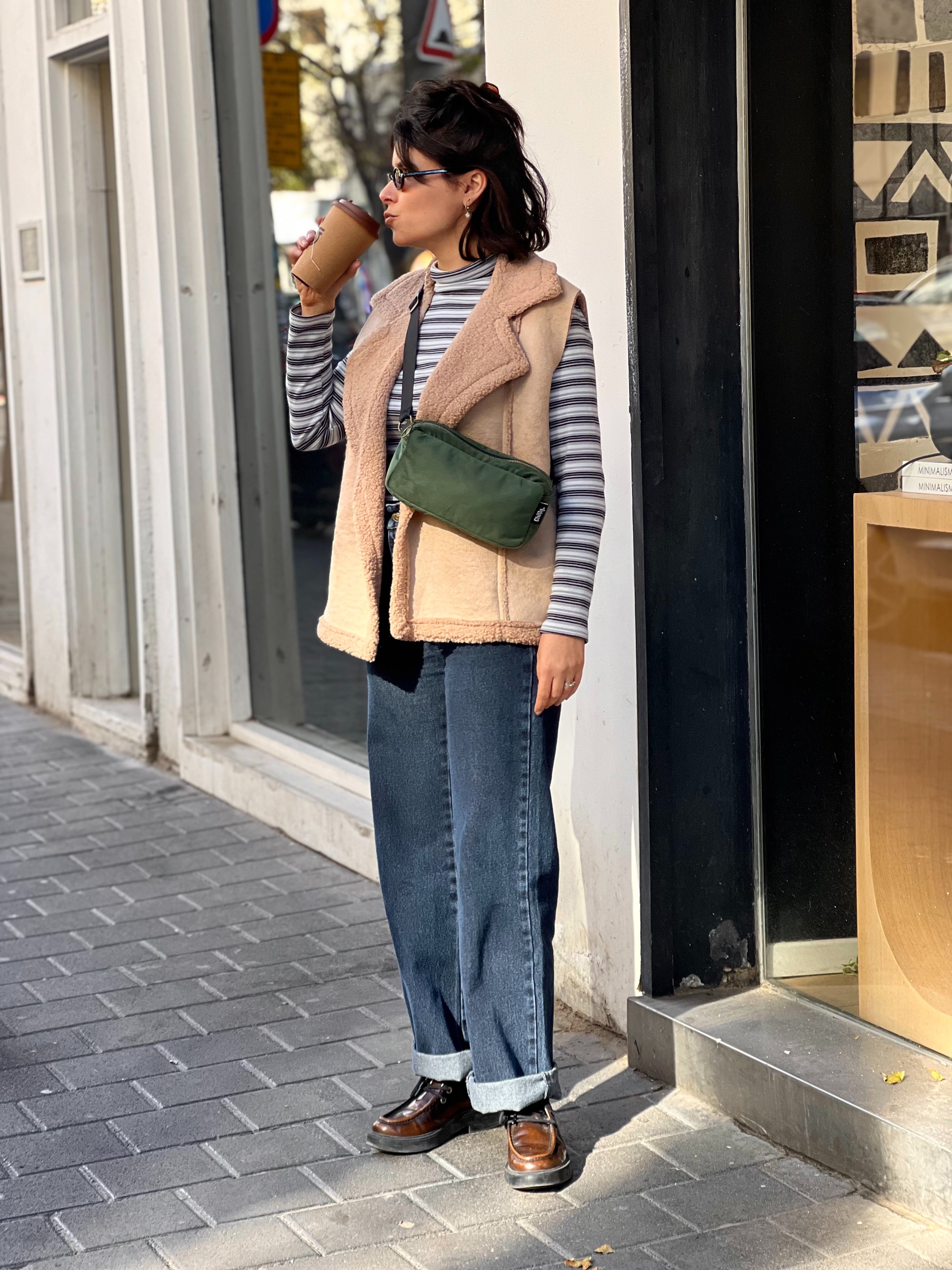 '' Antique Green Vegan Leather Lawrence Fanny Pack