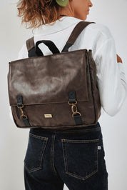 Brown Vegan Leather Large Jaffa Convertible Bag