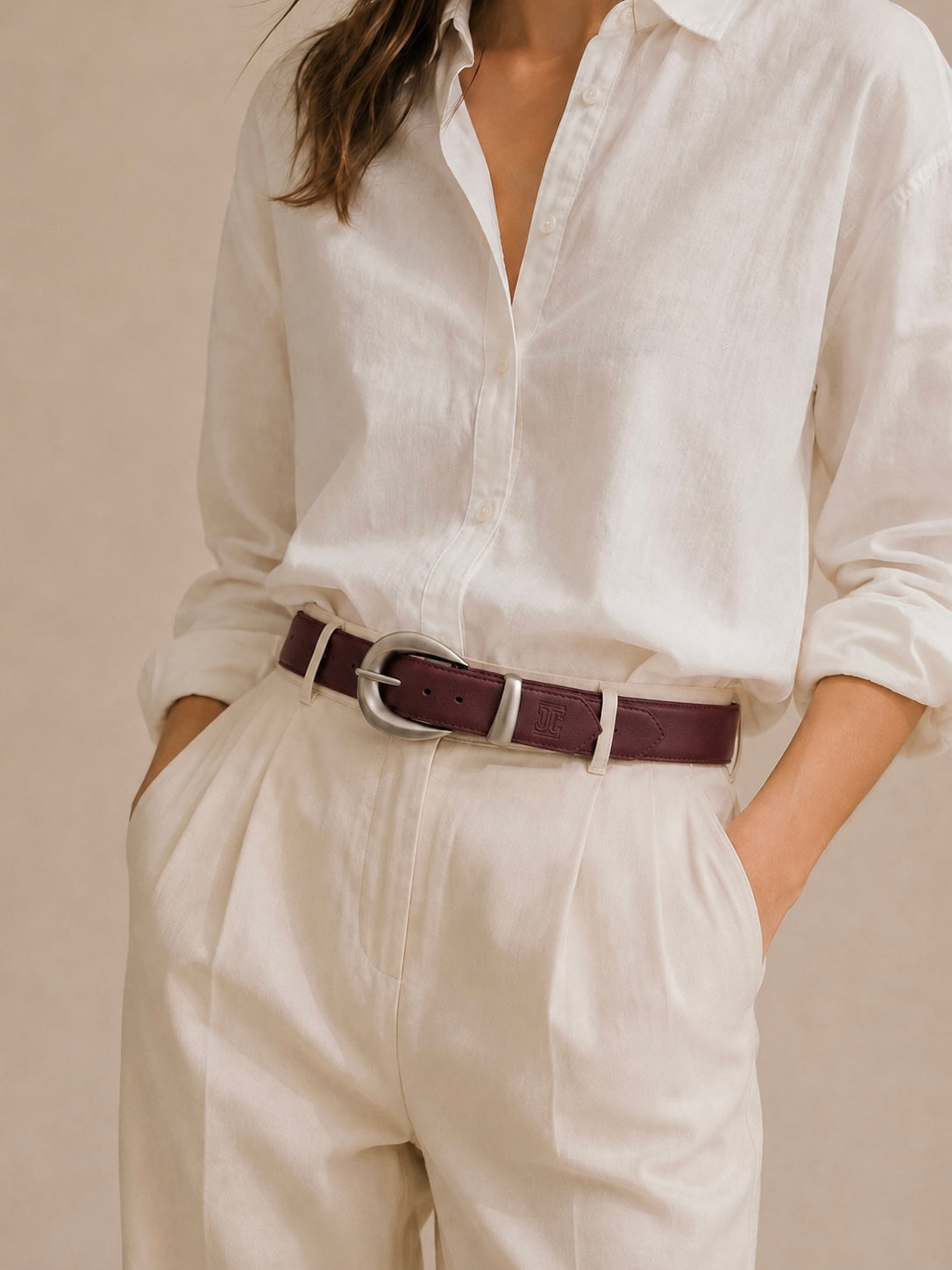 Women's Vegan Leather Buckle Belt – Bordeaux