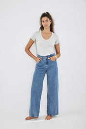 Light Blue Wide Leg Long Jeans