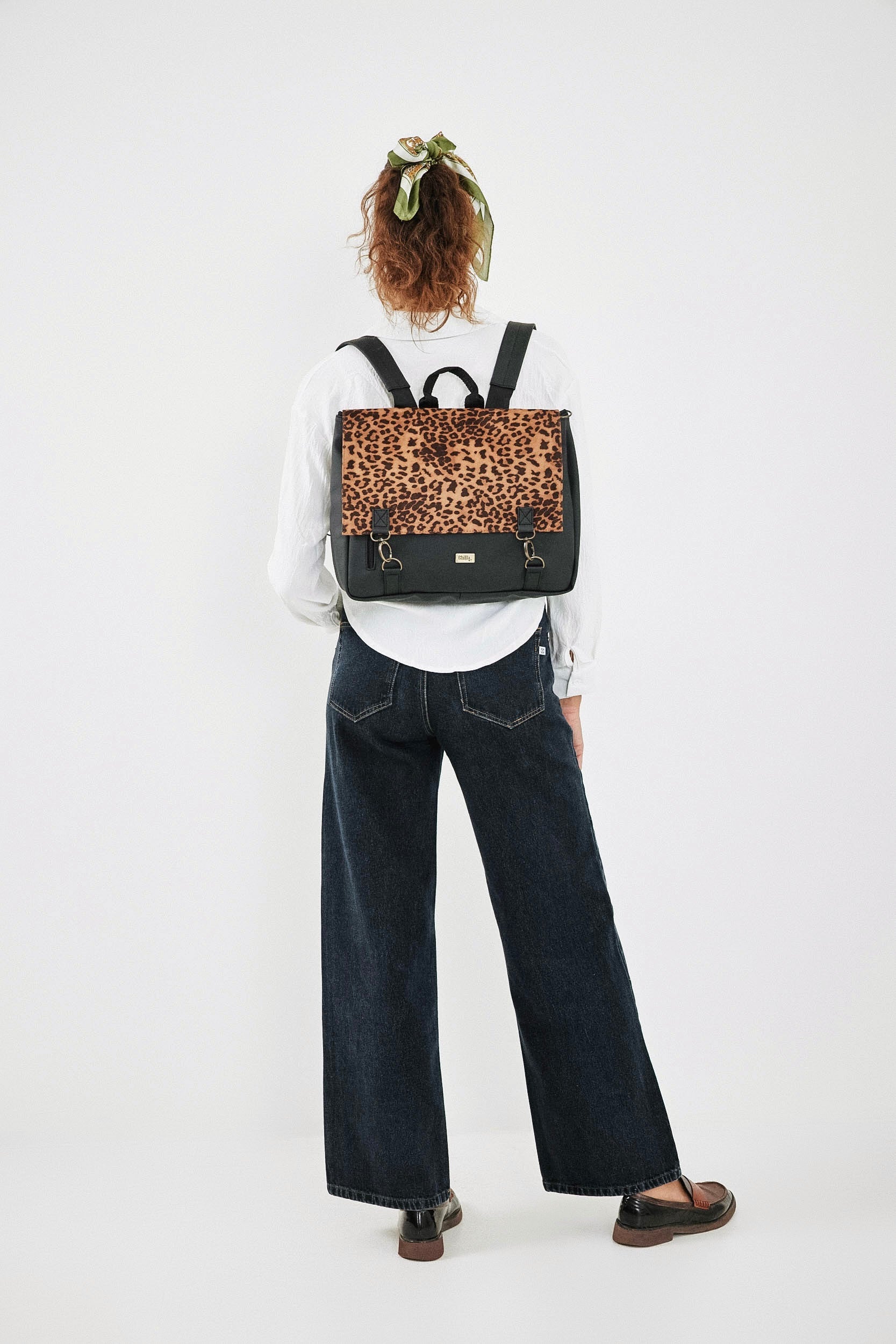 Large New Leopard Suede-Like Jaffa Side/Backpack